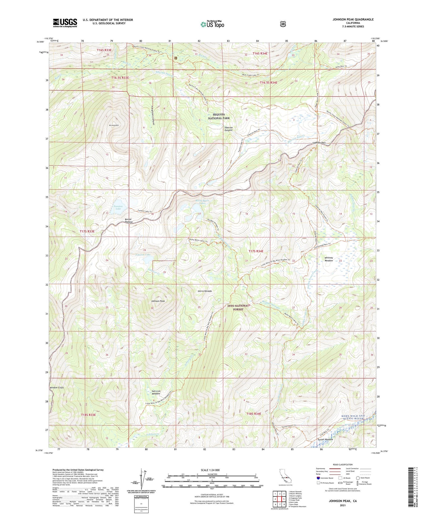 Johnson Peak California US Topo Map Image