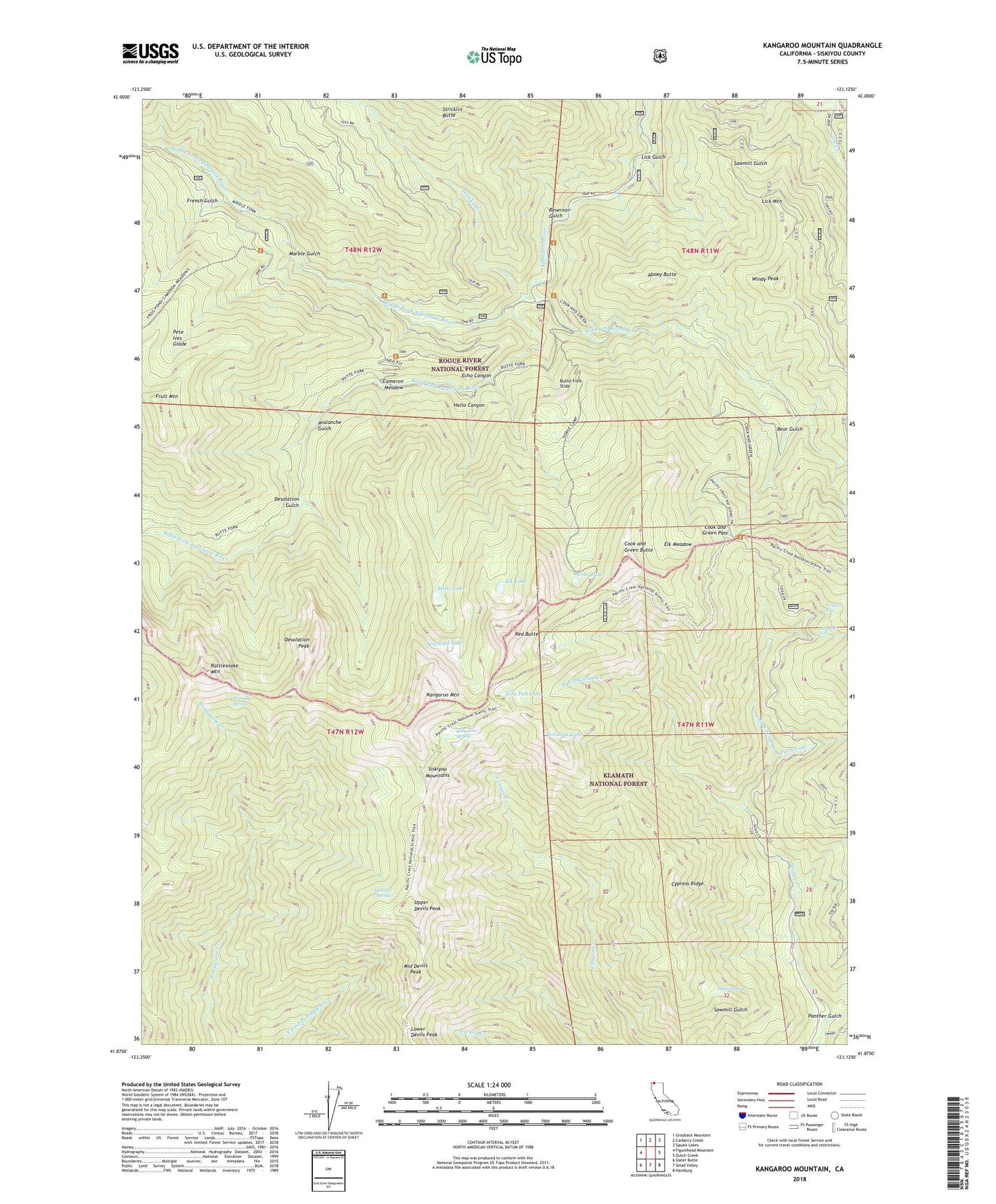 Kangaroo Mountain California US Topo Map Image