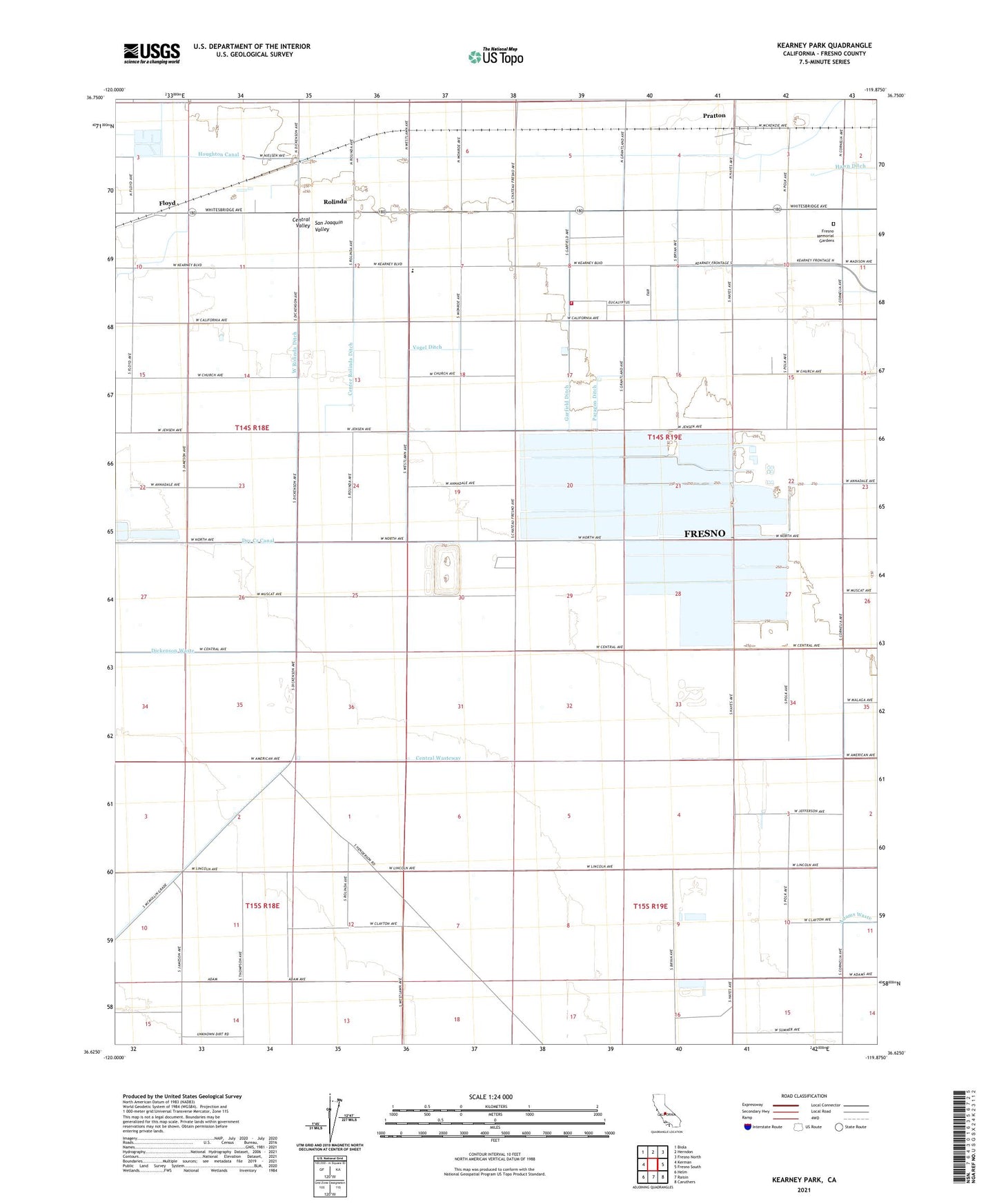 Kearney Park California US Topo Map Image