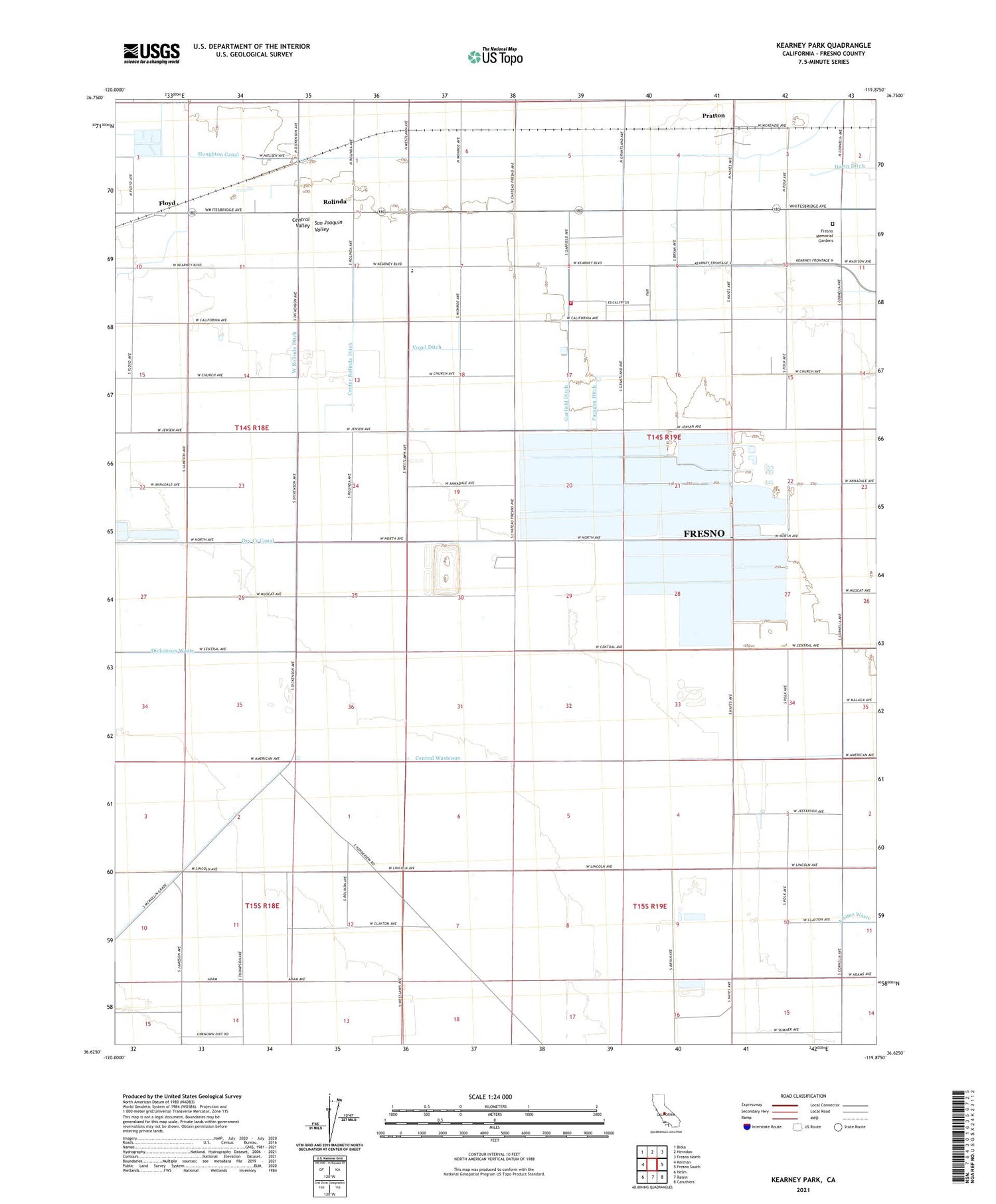 Kearney Park California US Topo Map Image