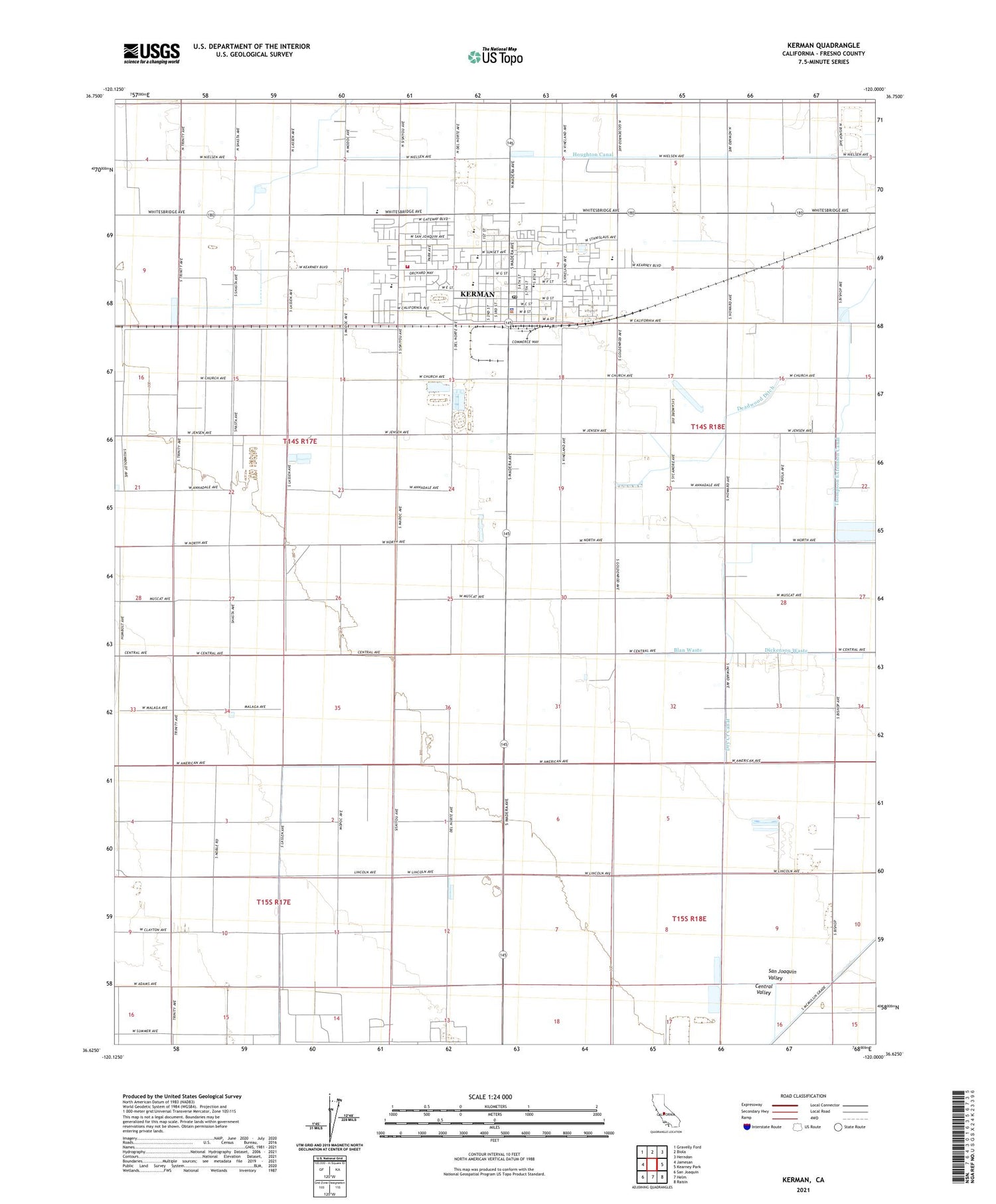 Kerman California US Topo Map Image