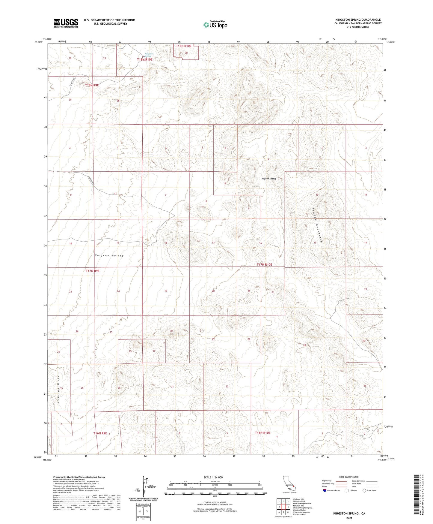 Kingston Spring California US Topo Map Image