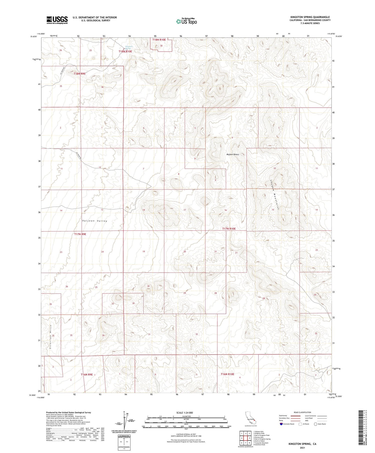 Kingston Spring California US Topo Map Image