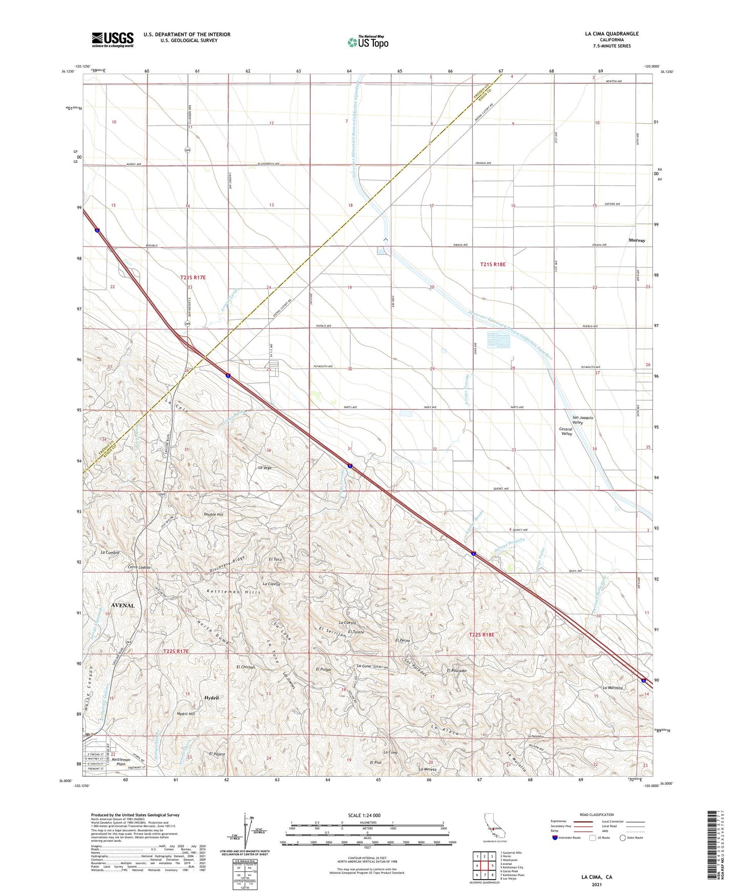 La Cima California US Topo Map Image