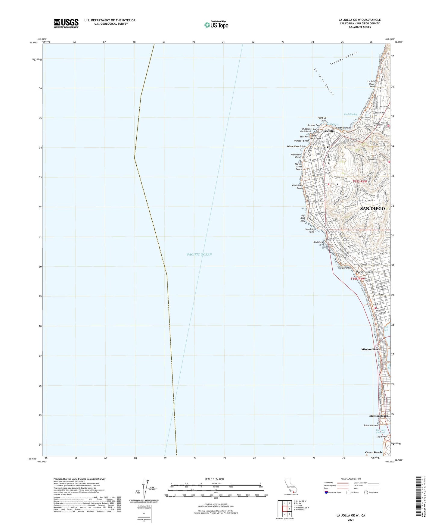 La Jolla OE W California US Topo Map Image