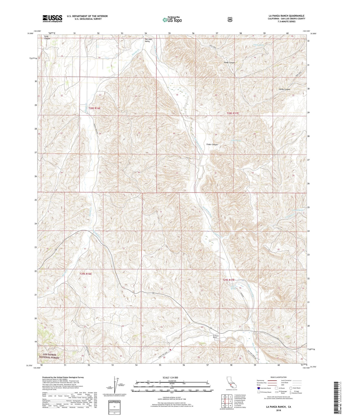 La Panza Ranch California US Topo Map Image
