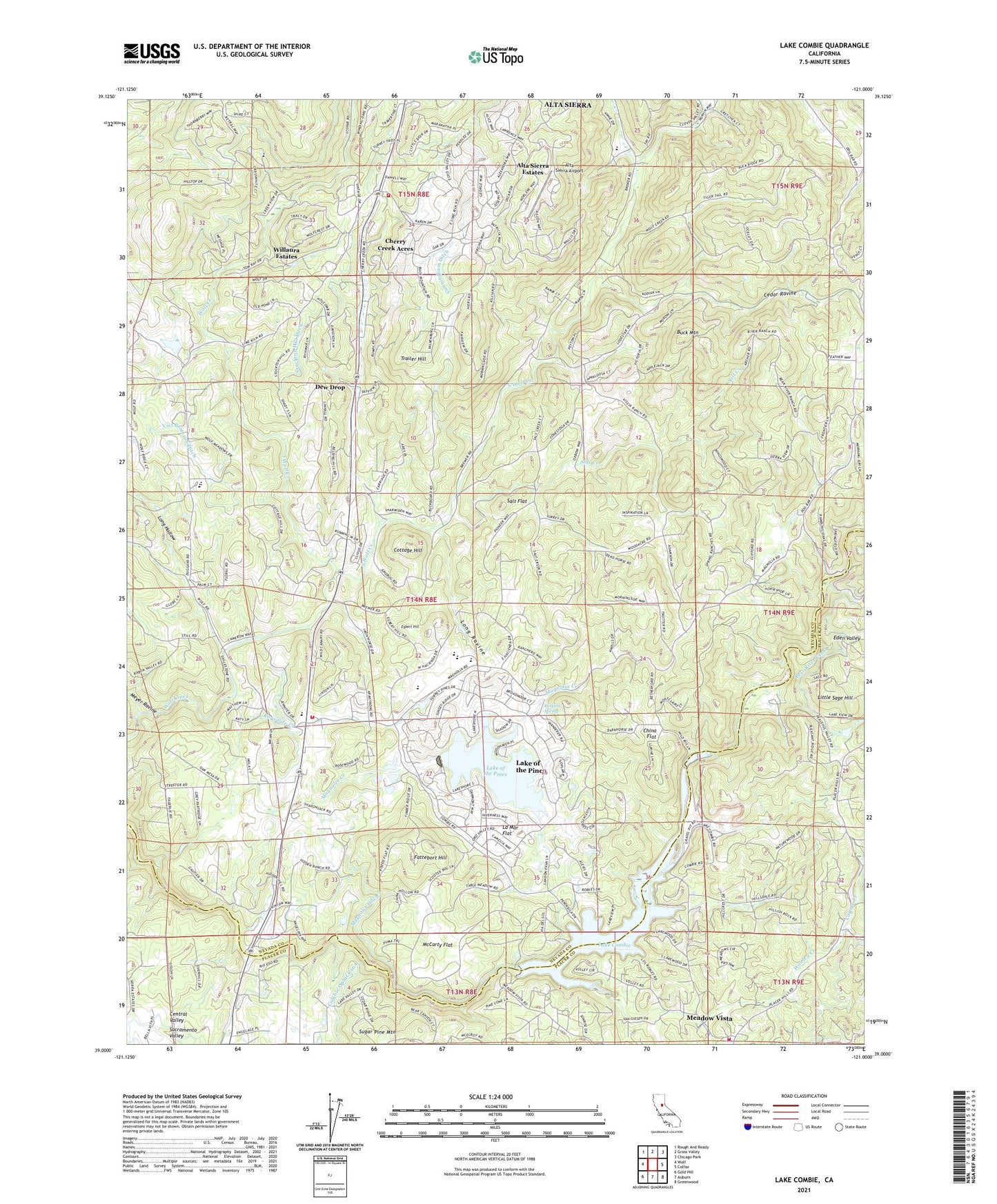 Lake Combie California US Topo Map Image