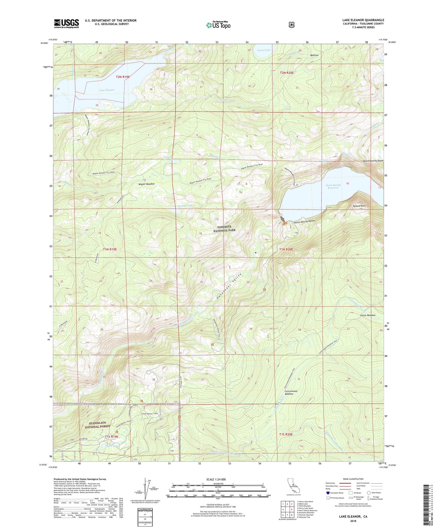 Lake Eleanor California US Topo Map Image