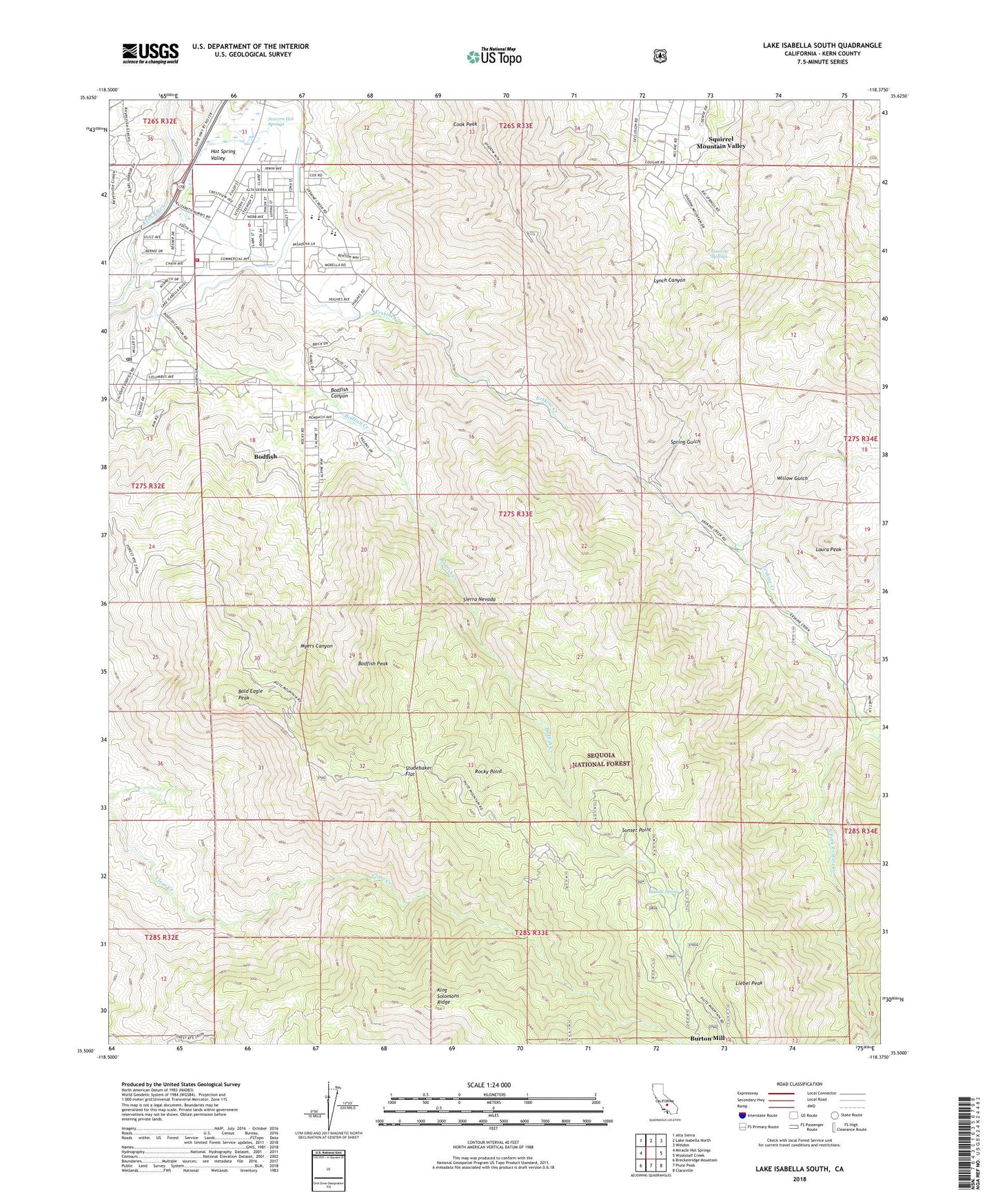 Lake Isabella South California US Topo Map Image