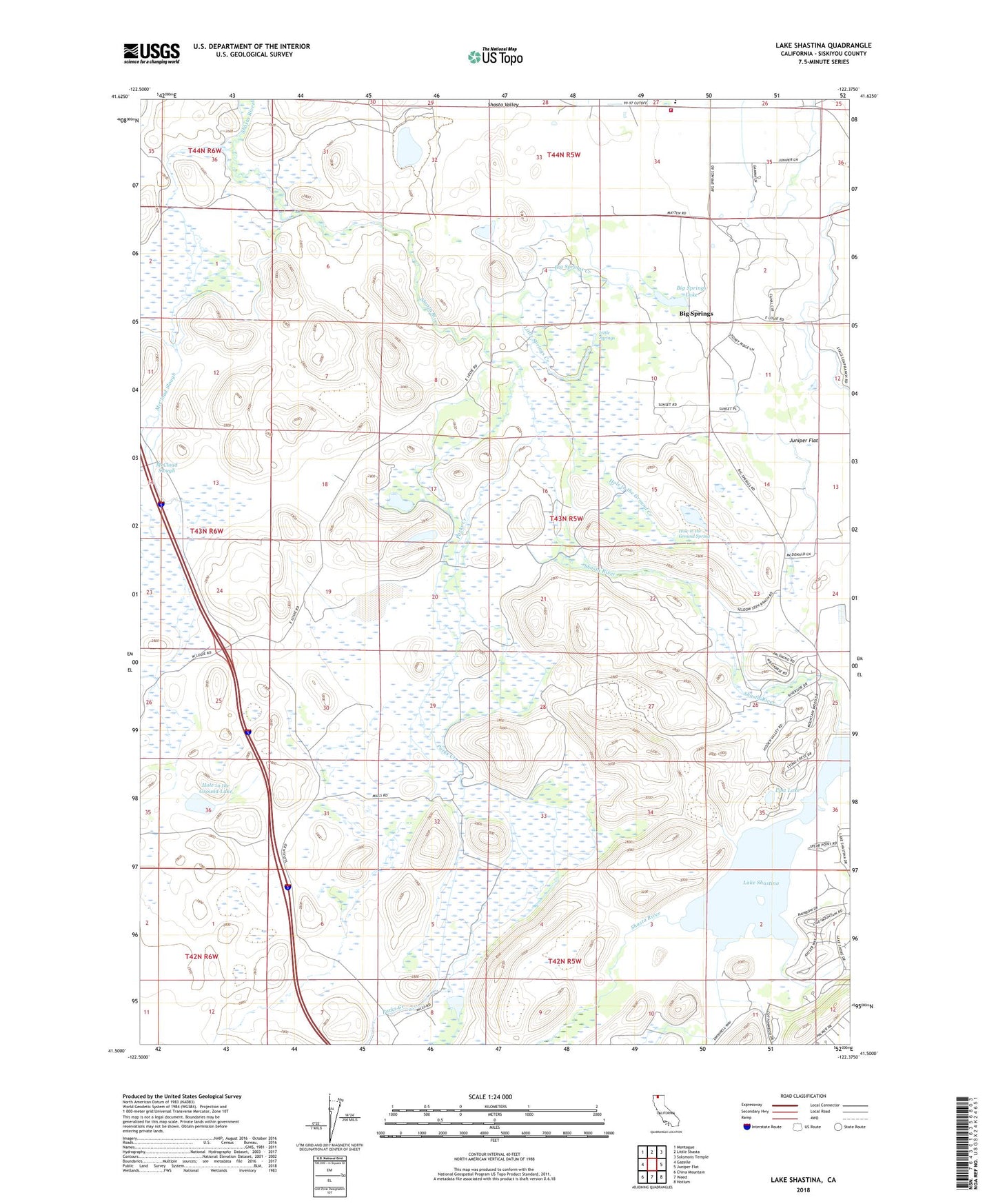 Lake Shastina California US Topo Map Image