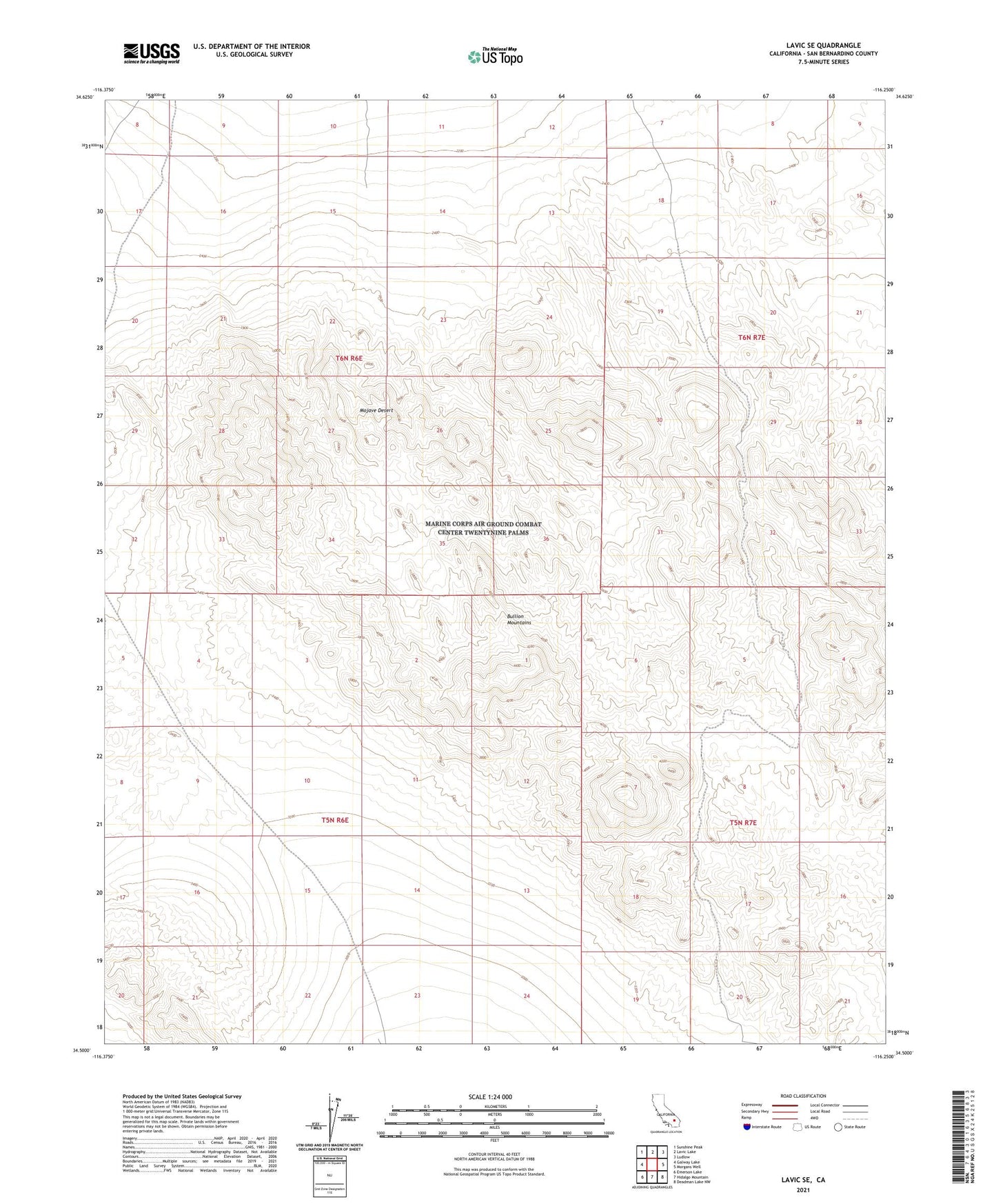 Lavic SE California US Topo Map Image