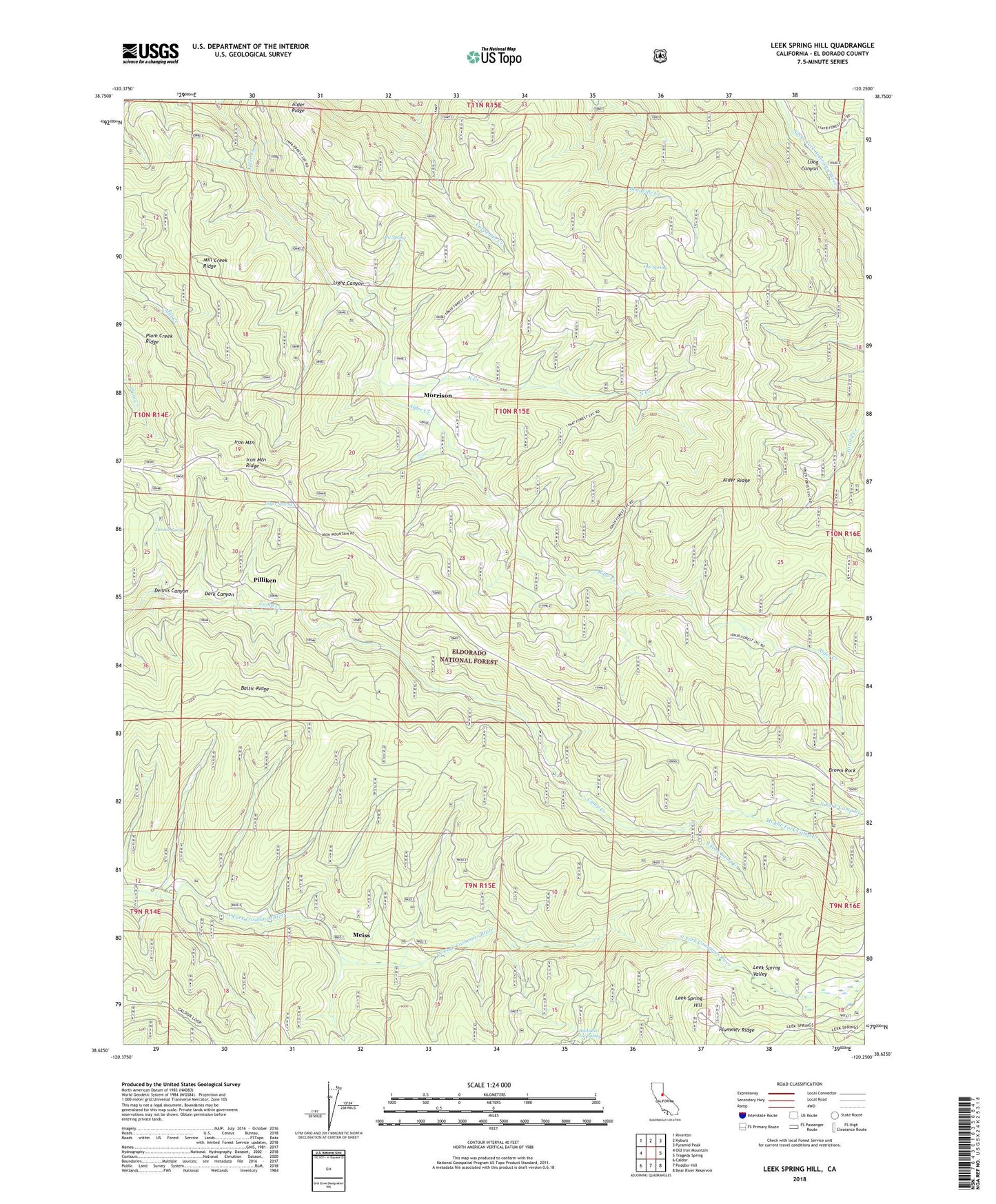 Leek Spring Hill California US Topo Map Image