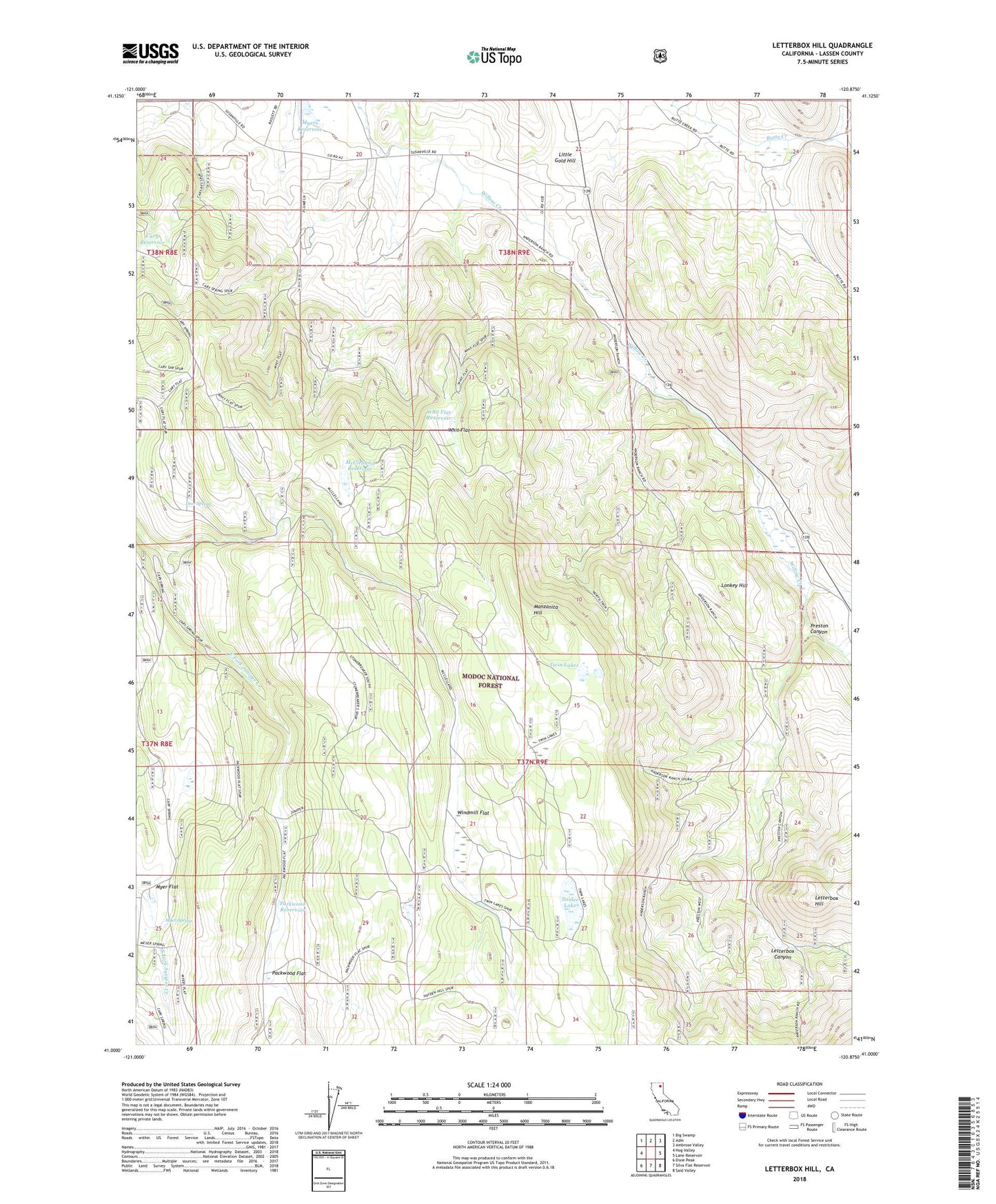 Letterbox Hill California US Topo Map Image