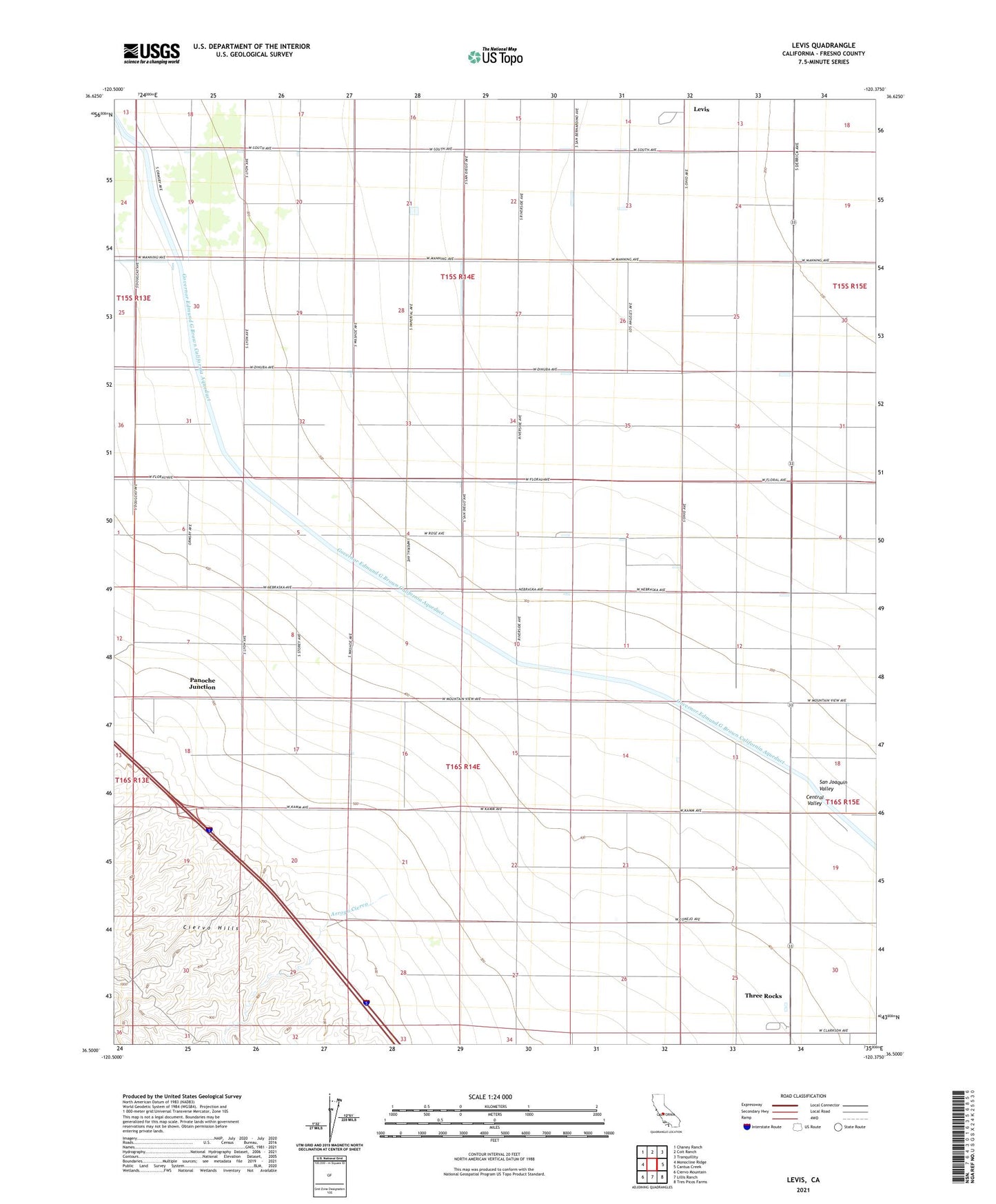 Levis California US Topo Map Image