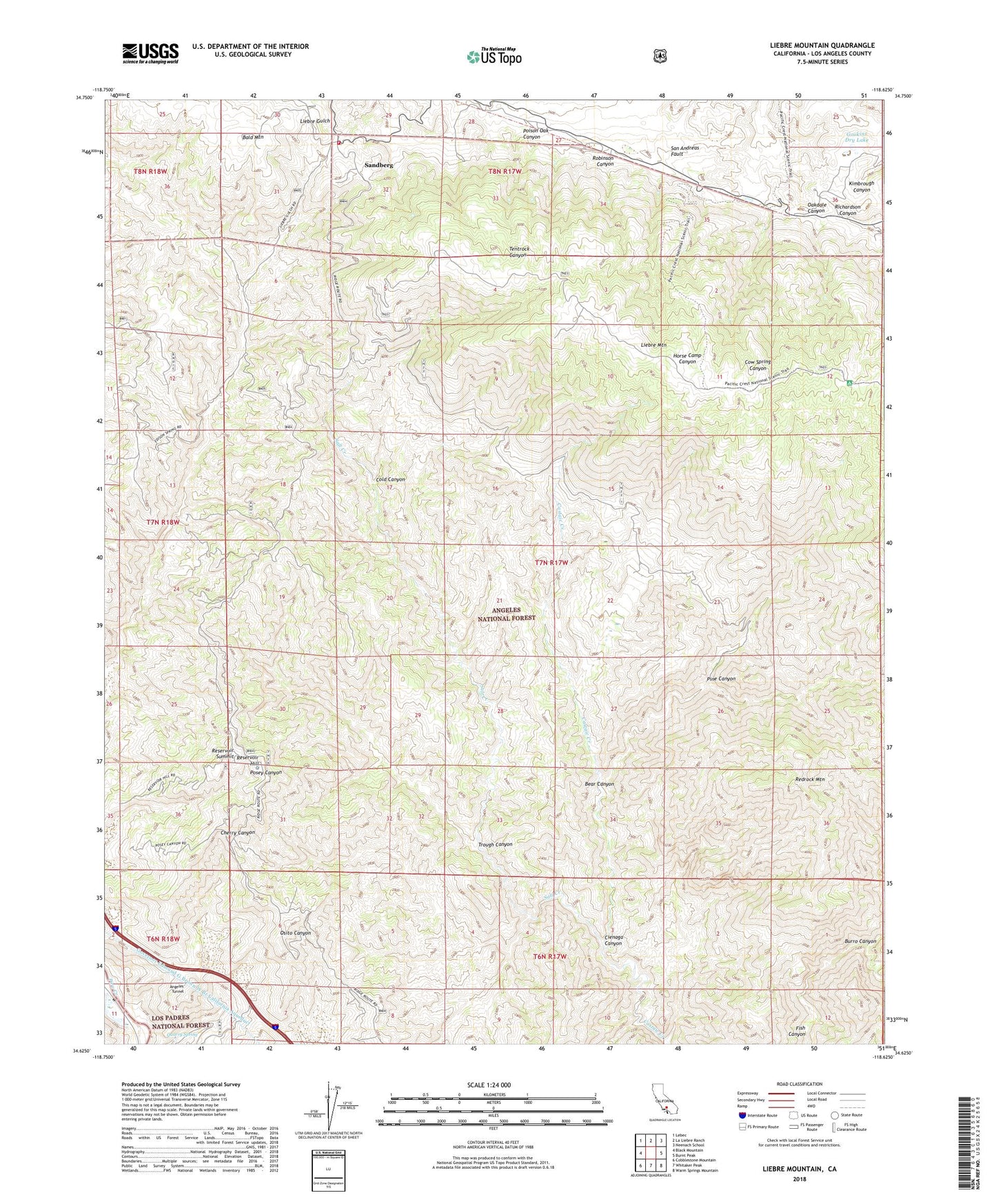 Liebre Mountain California US Topo Map Image