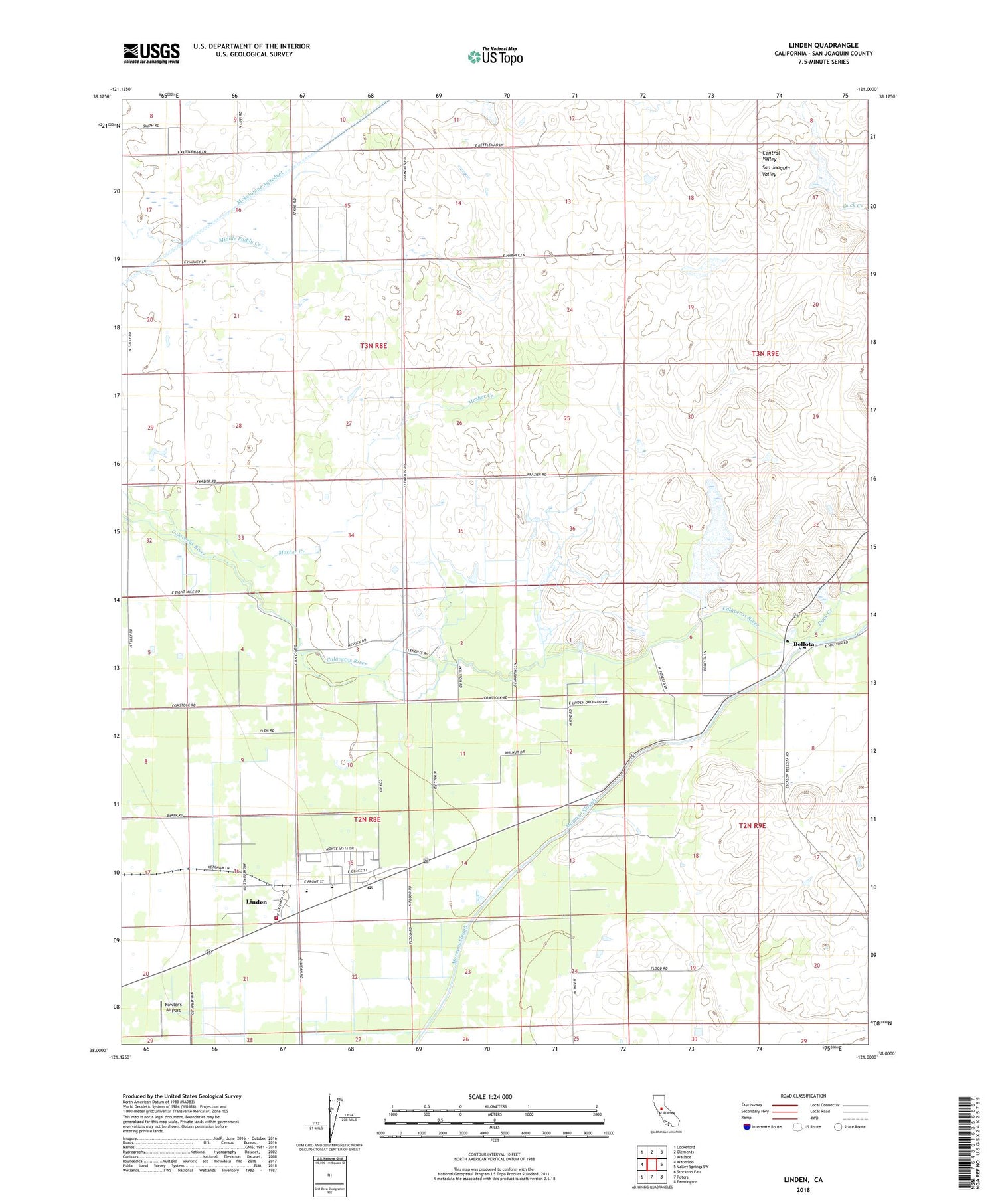 Linden California US Topo Map Image