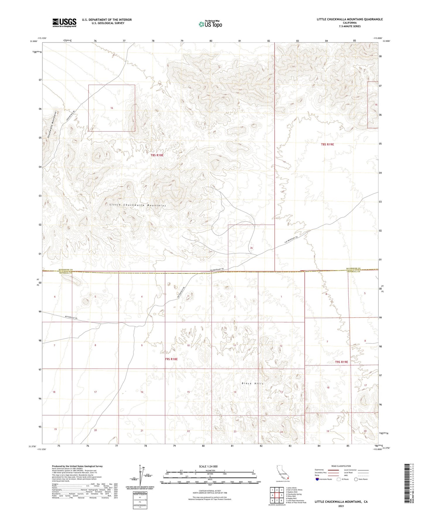 Little Chuckwalla Mountains California US Topo Map Image