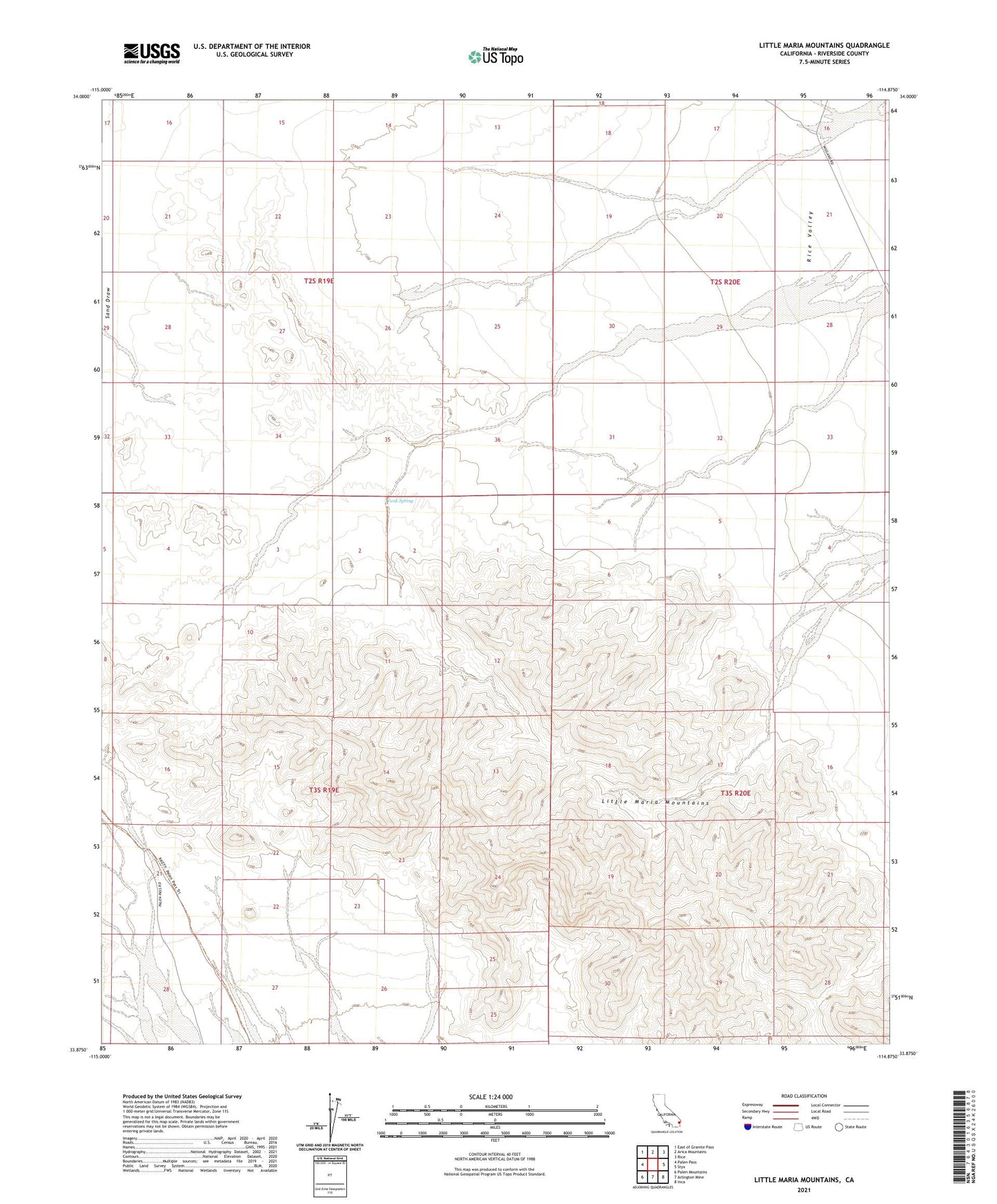 Little Maria Mountains California US Topo Map Image