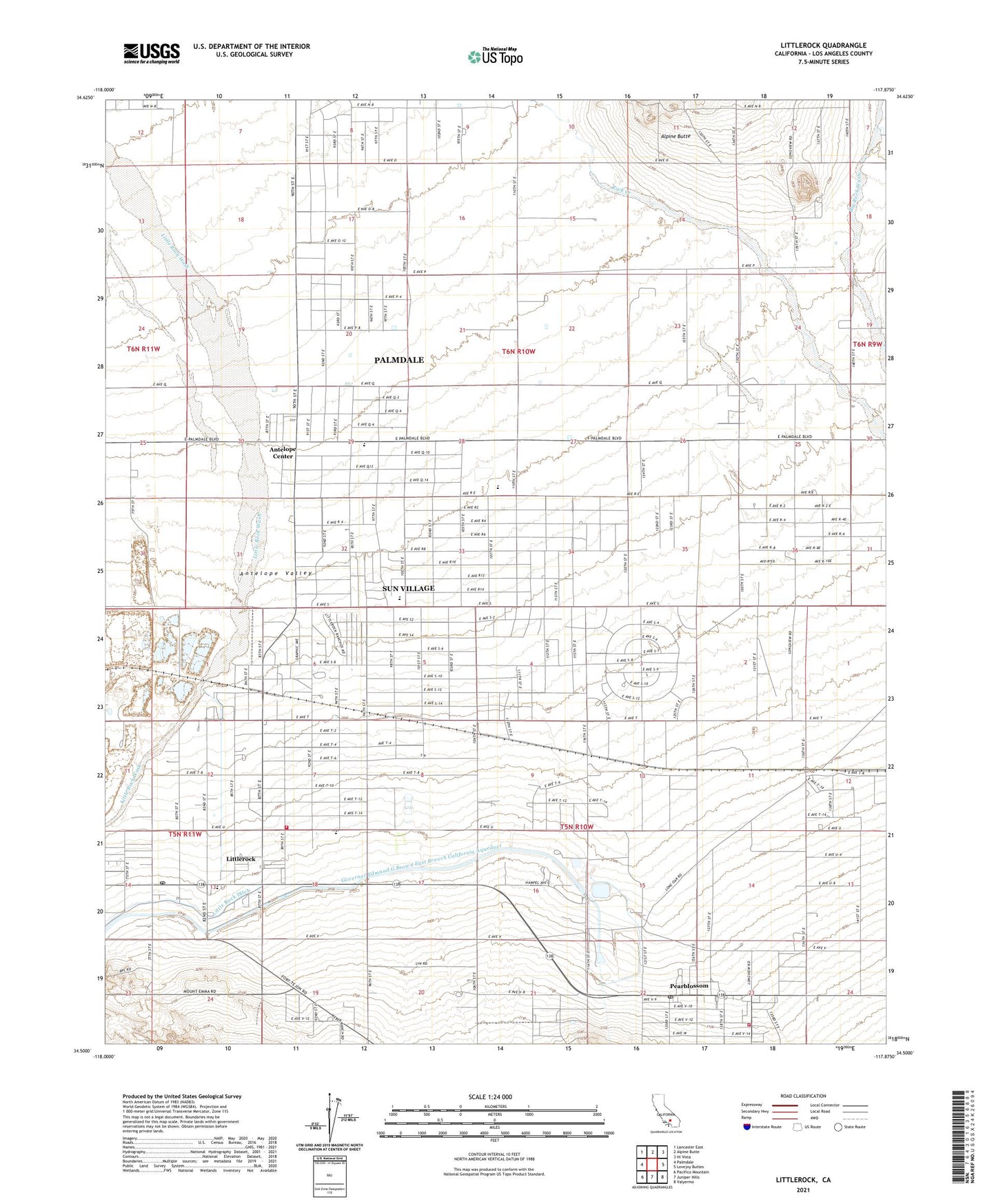 Littlerock California US Topo Map Image