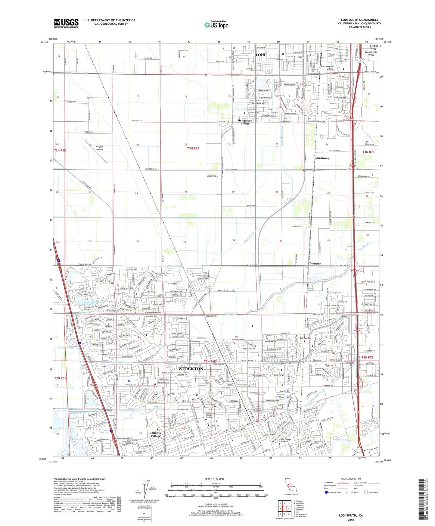 Lodi South California US Topo Map Image