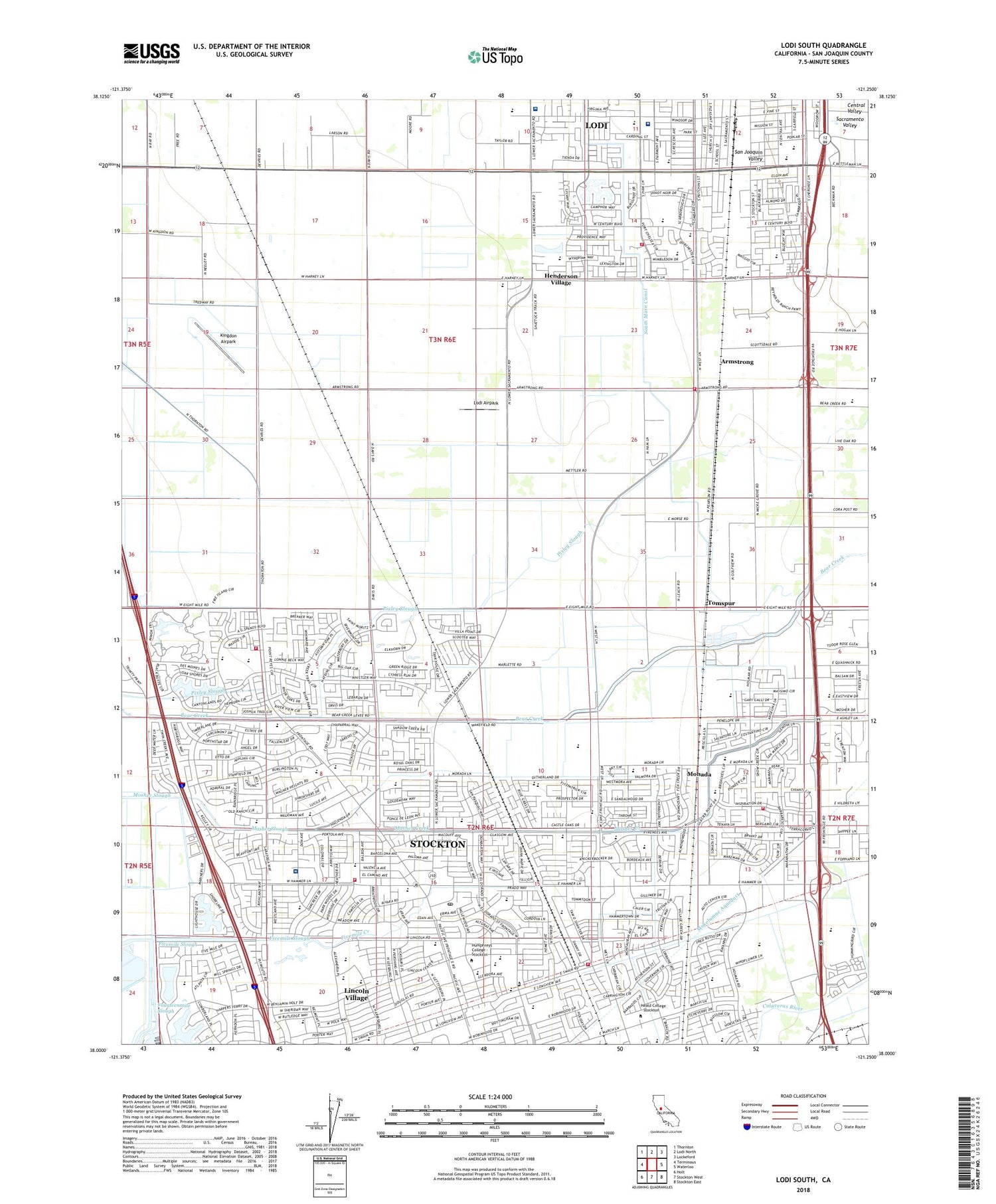 Lodi South California US Topo Map Image