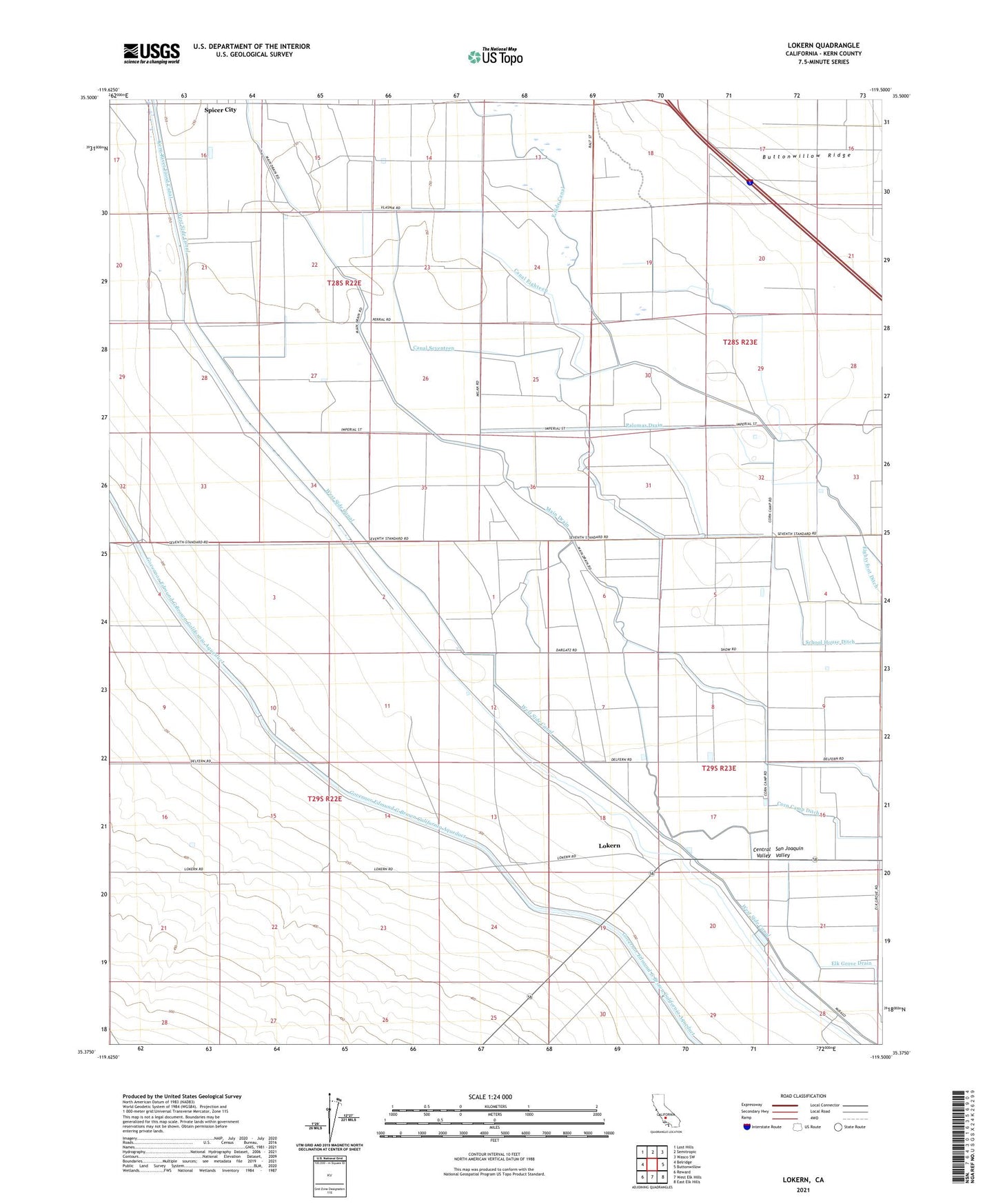 Lokern California US Topo Map Image