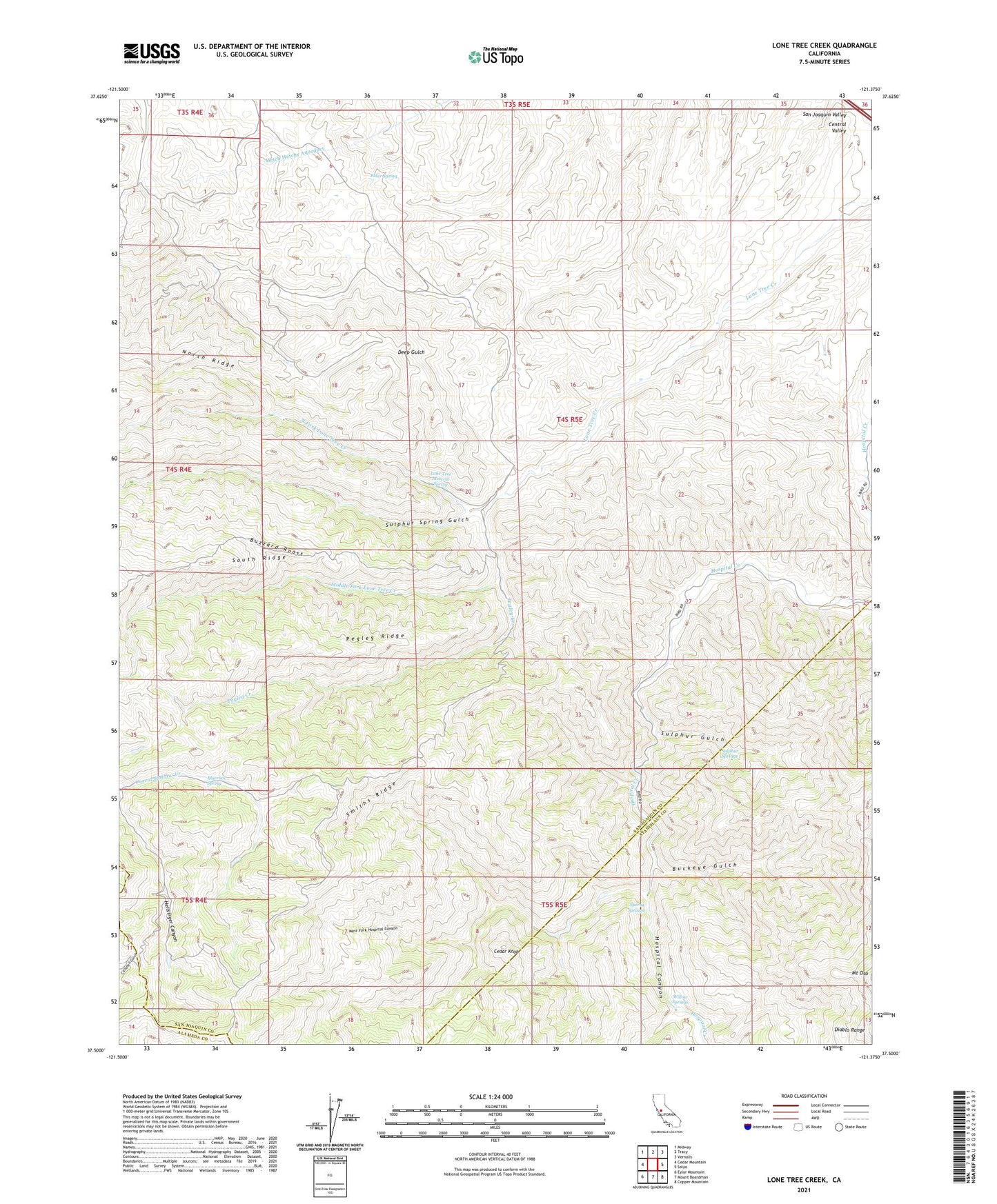 Lone Tree Creek California US Topo Map Image