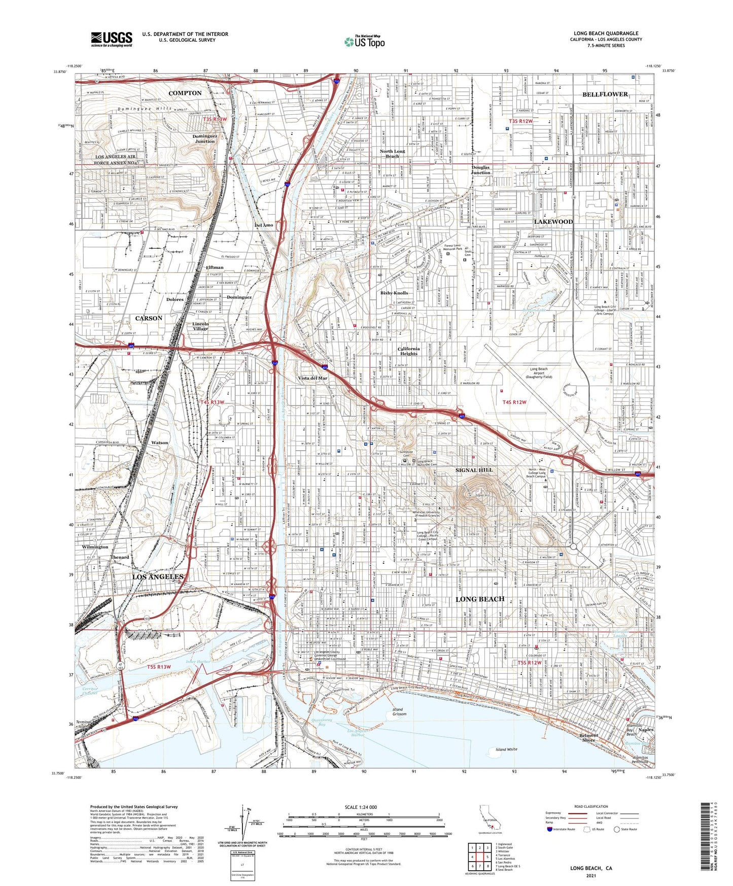 Long Beach California US Topo Map Image