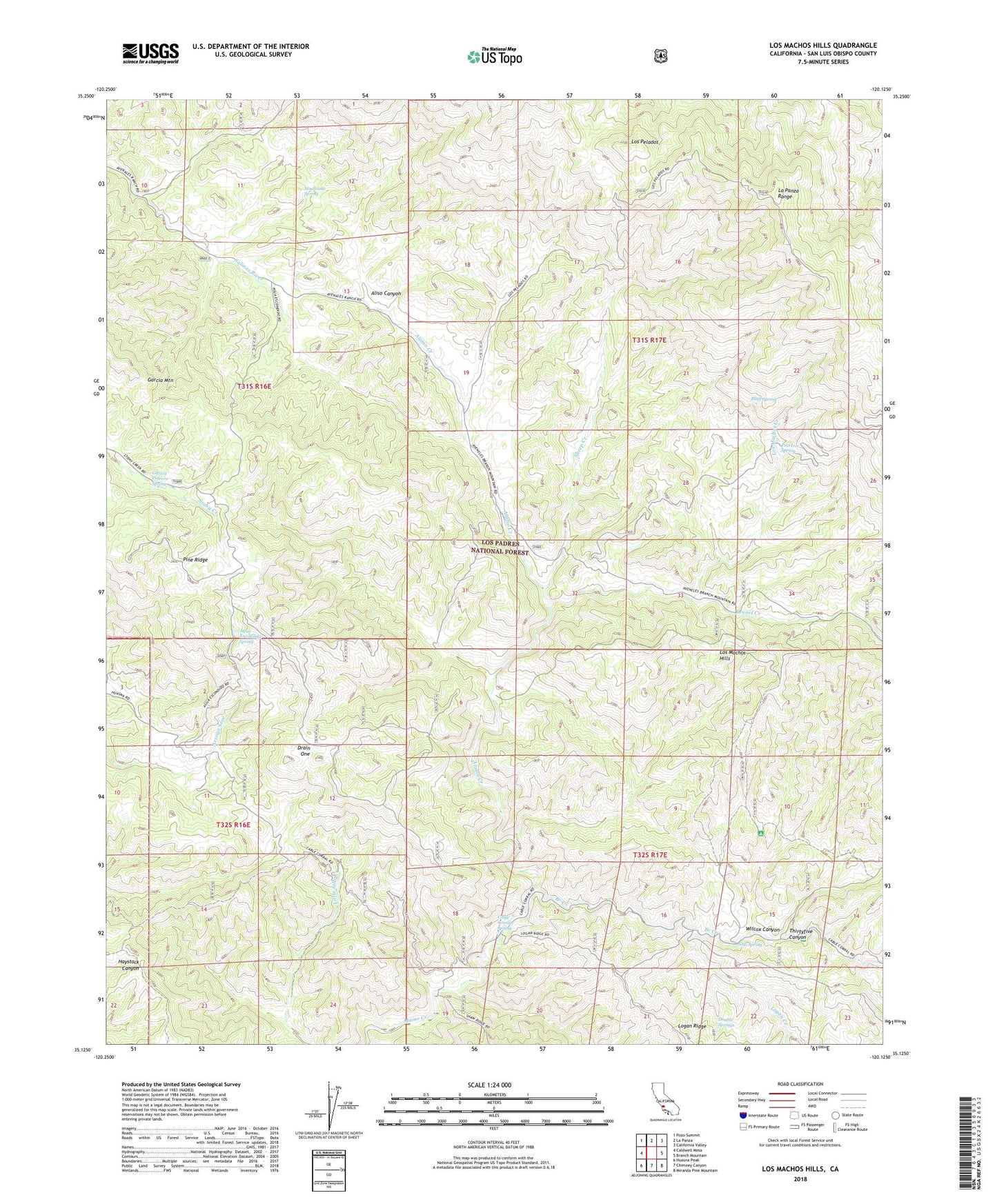 Los Machos Hills California US Topo Map Image