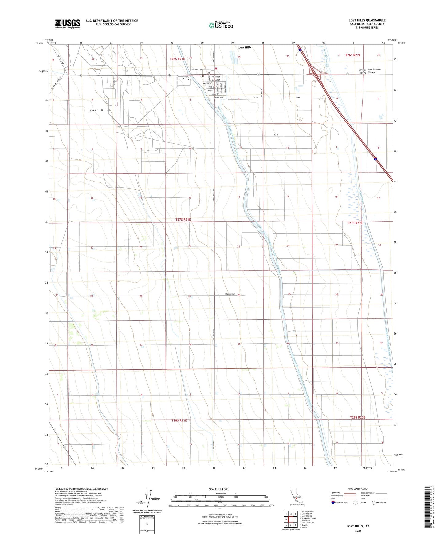 Lost Hills California US Topo Map Image