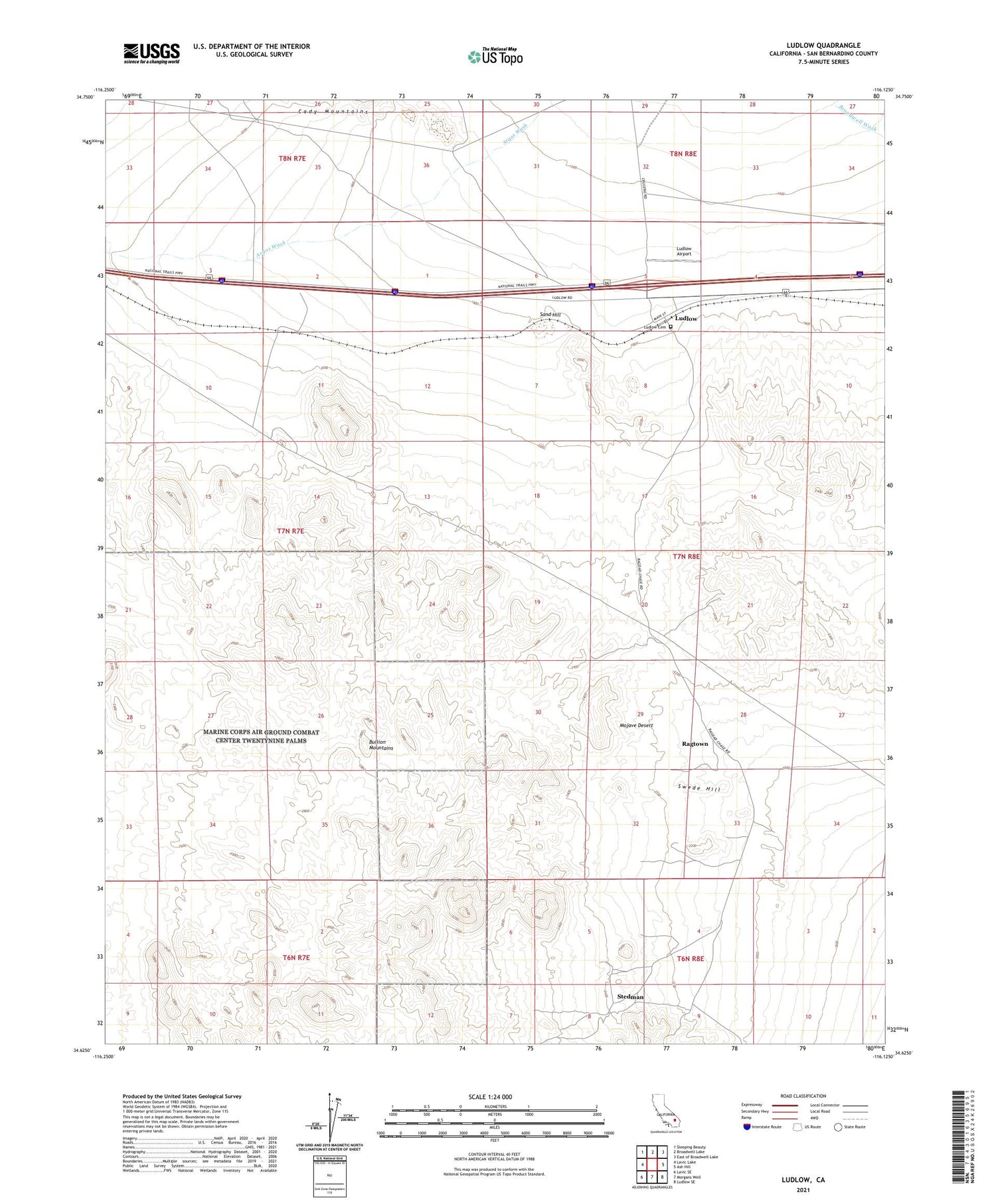 Ludlow California US Topo Map Image