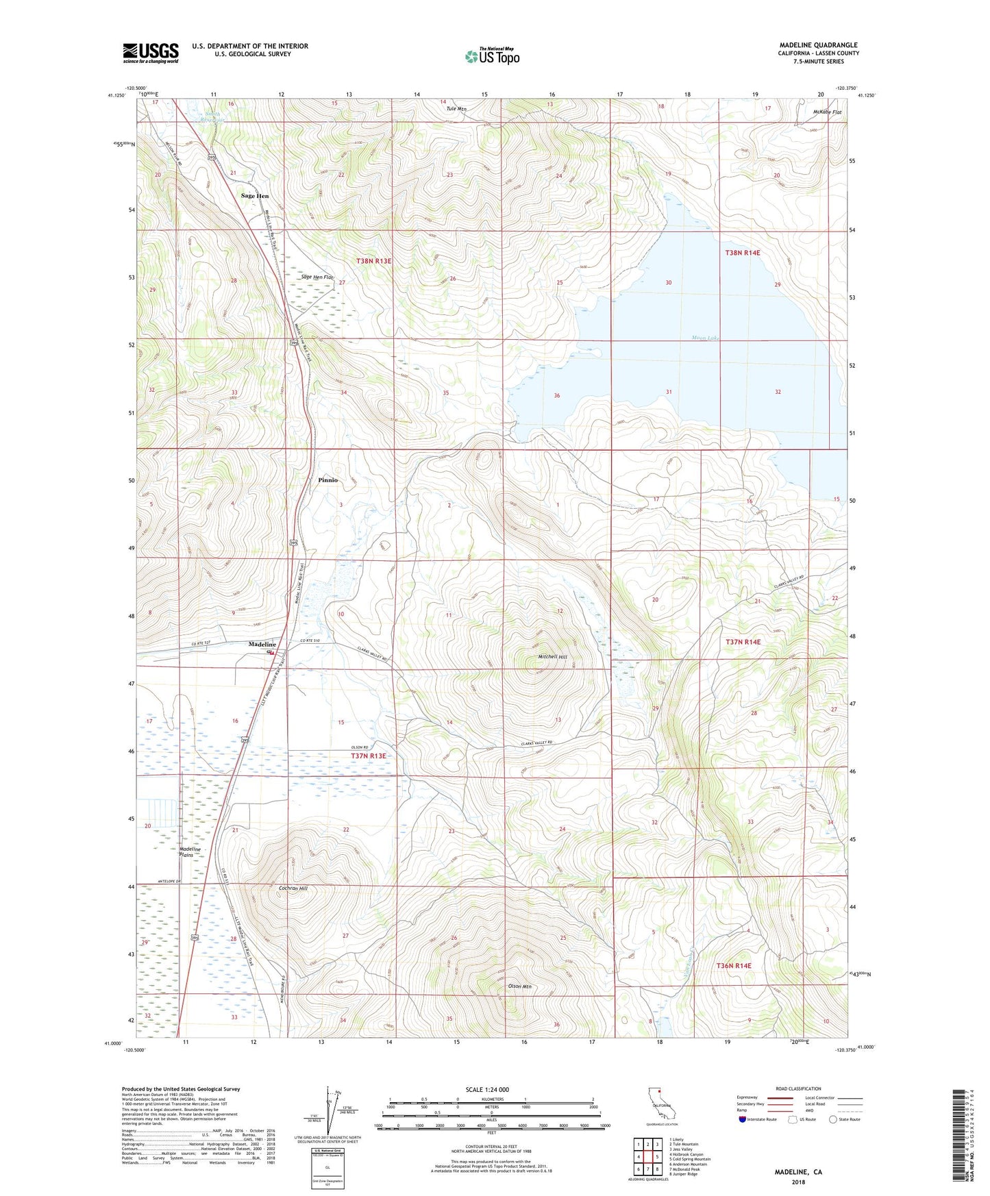 Madeline California US Topo Map Image