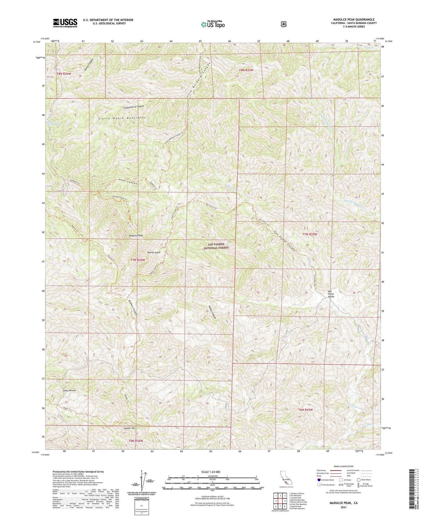 Madulce Peak California US Topo Map Image