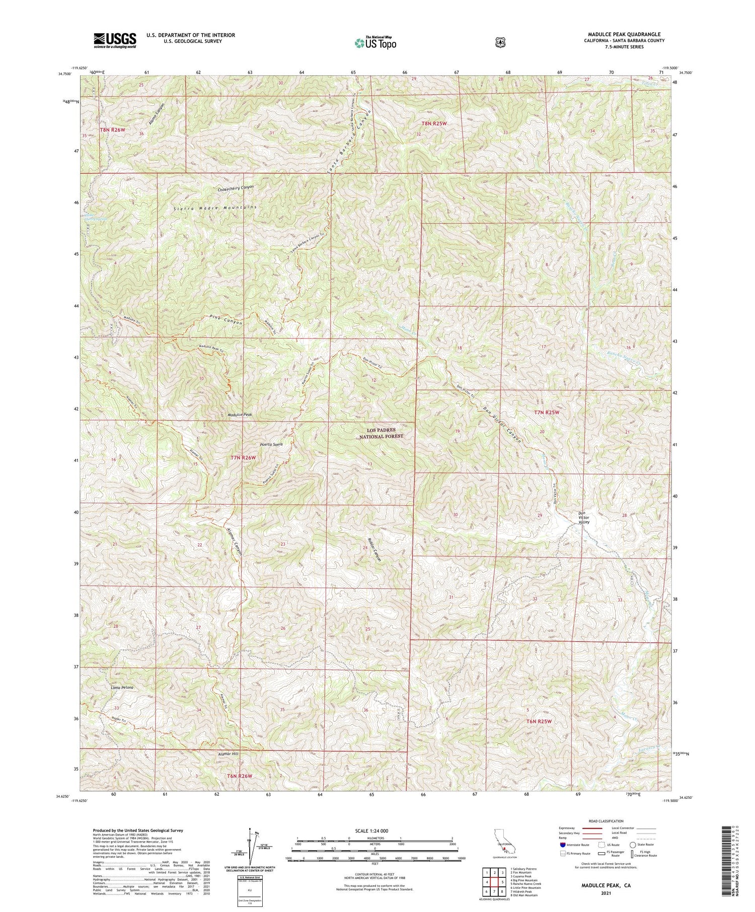 Madulce Peak California US Topo Map Image