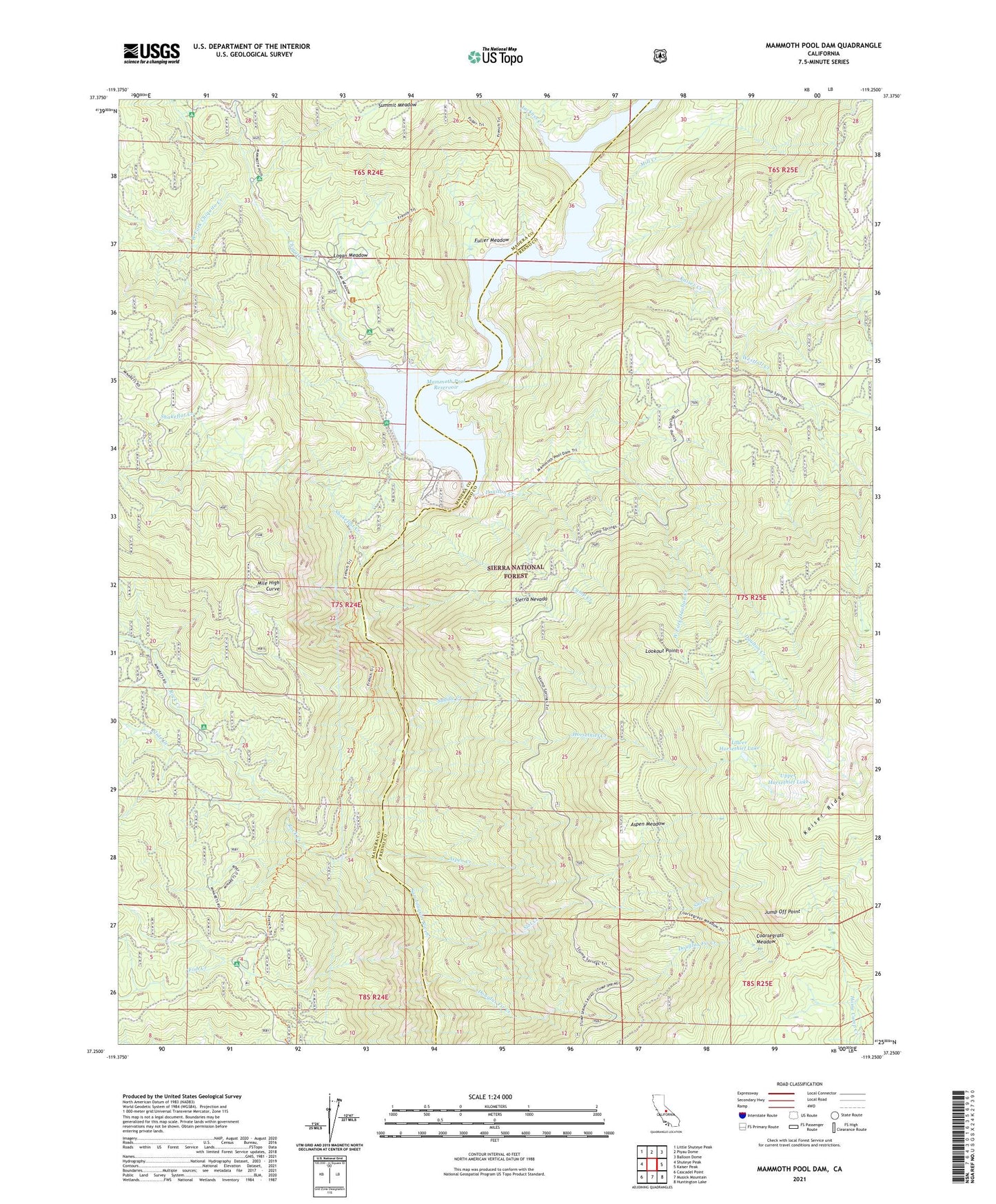 Mammoth Pool Dam California US Topo Map Image