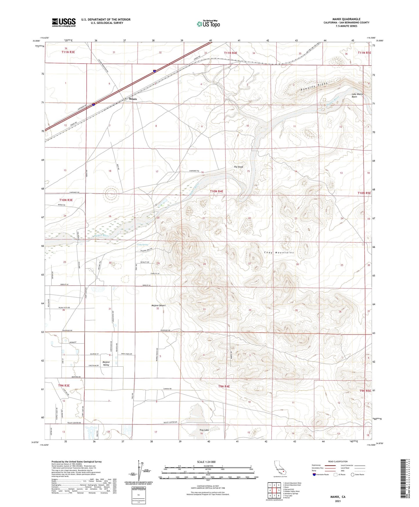 Manix California US Topo Map Image