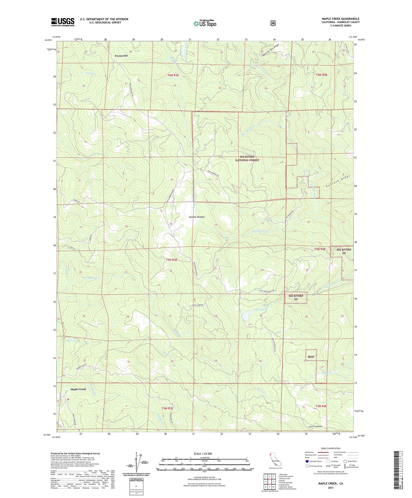 Maple Creek California US Topo Map Image