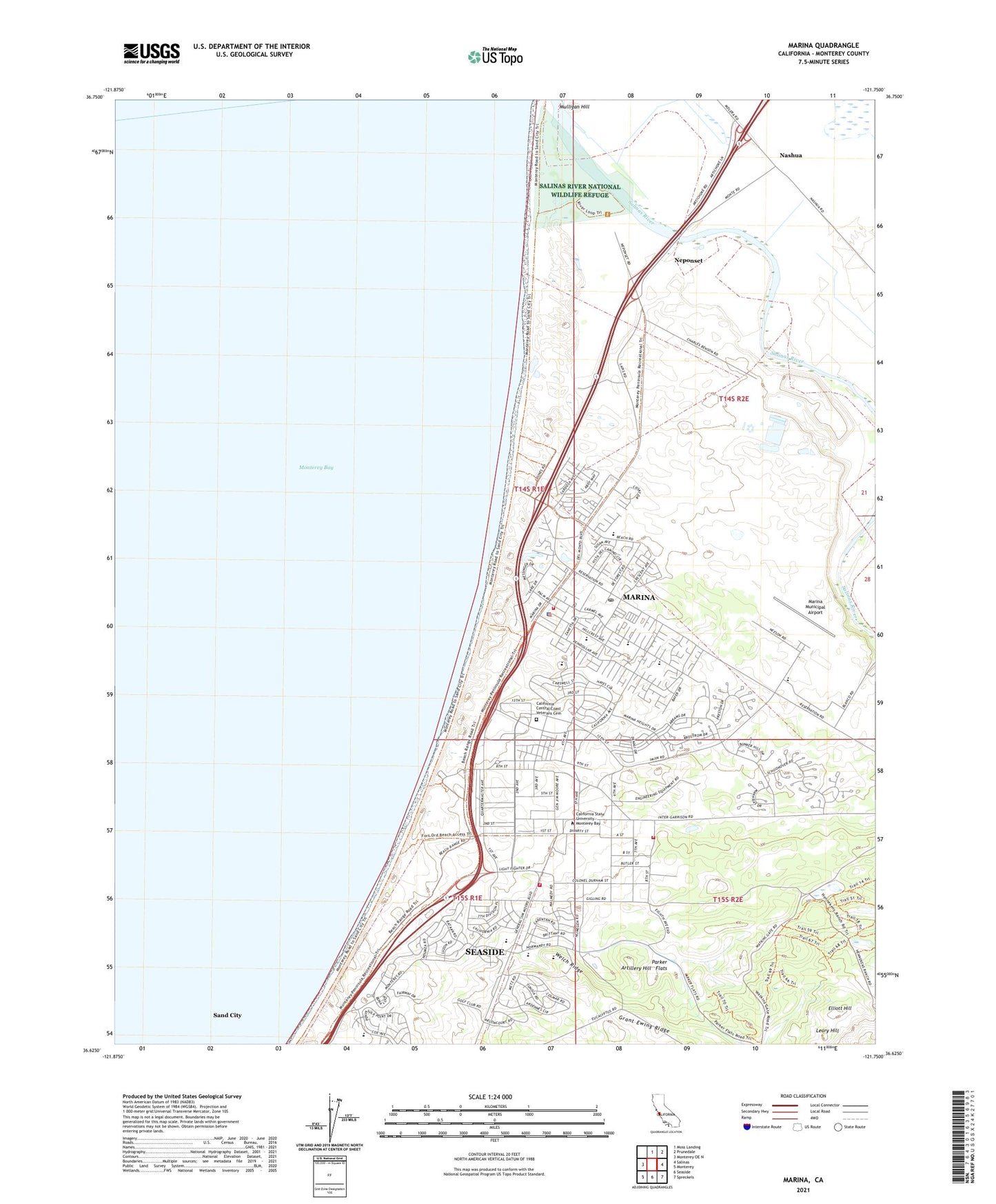 Marina California US Topo Map Image