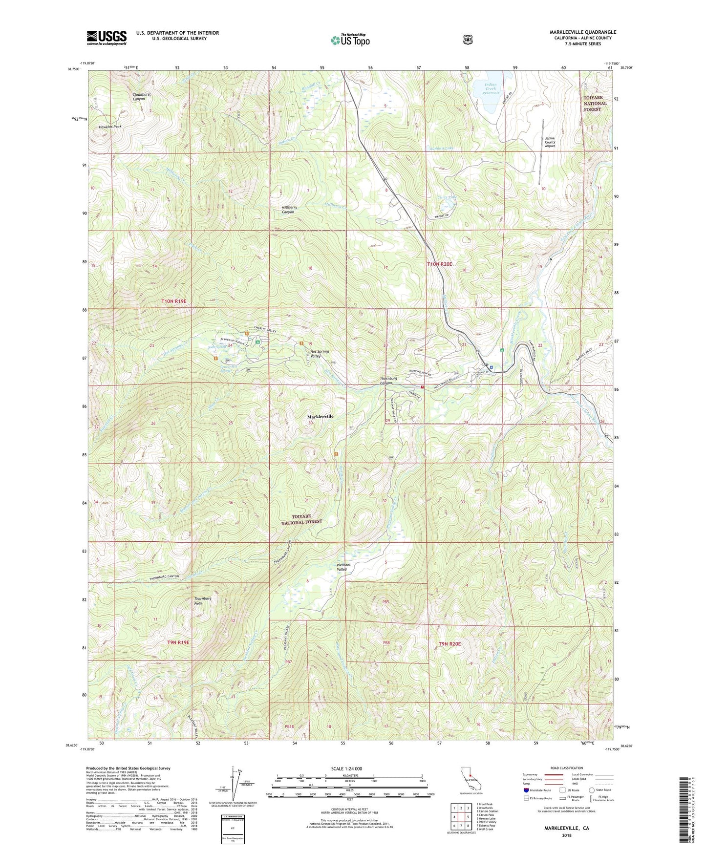 Markleeville California US Topo Map Image