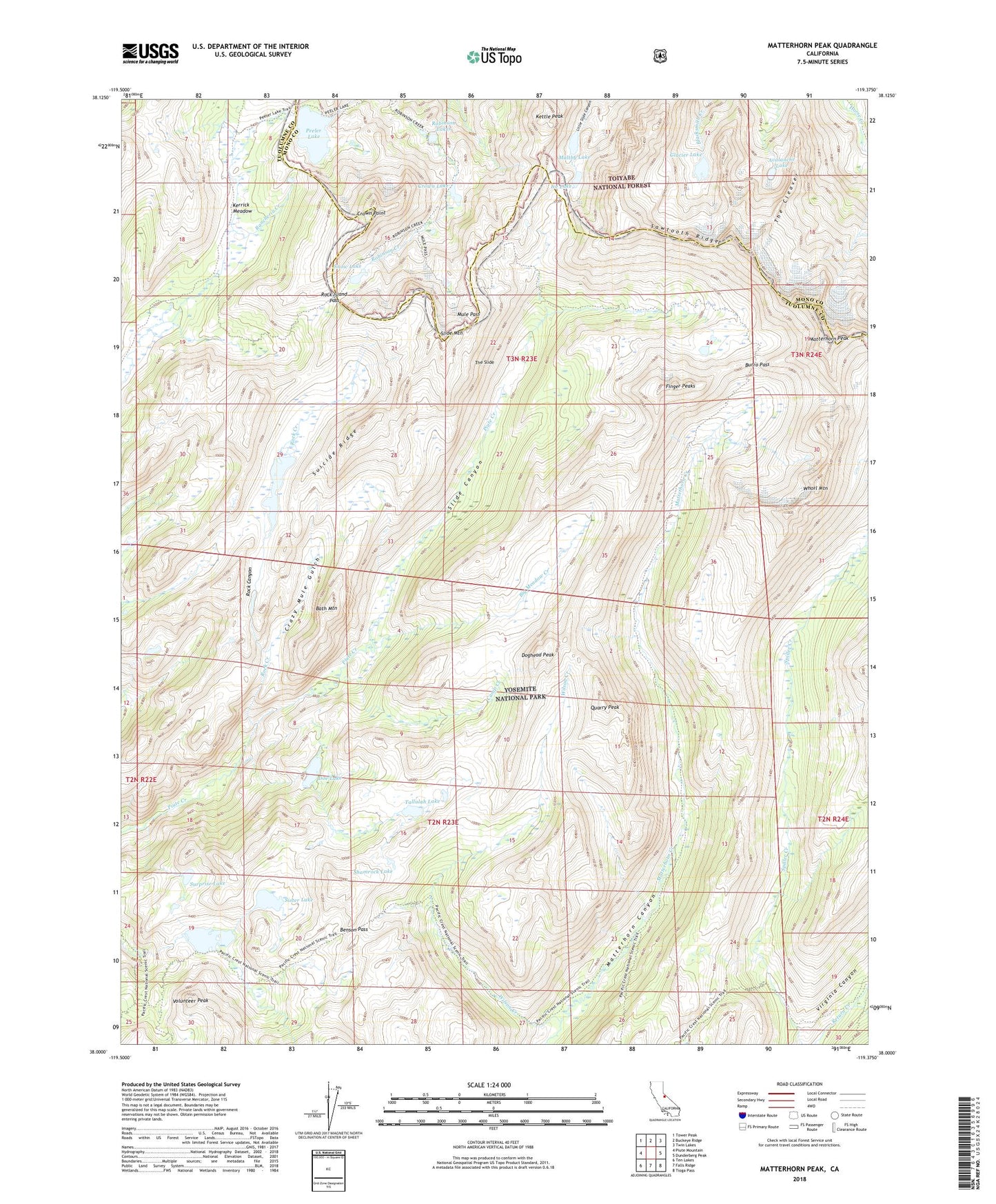Matterhorn Peak California US Topo Map Image