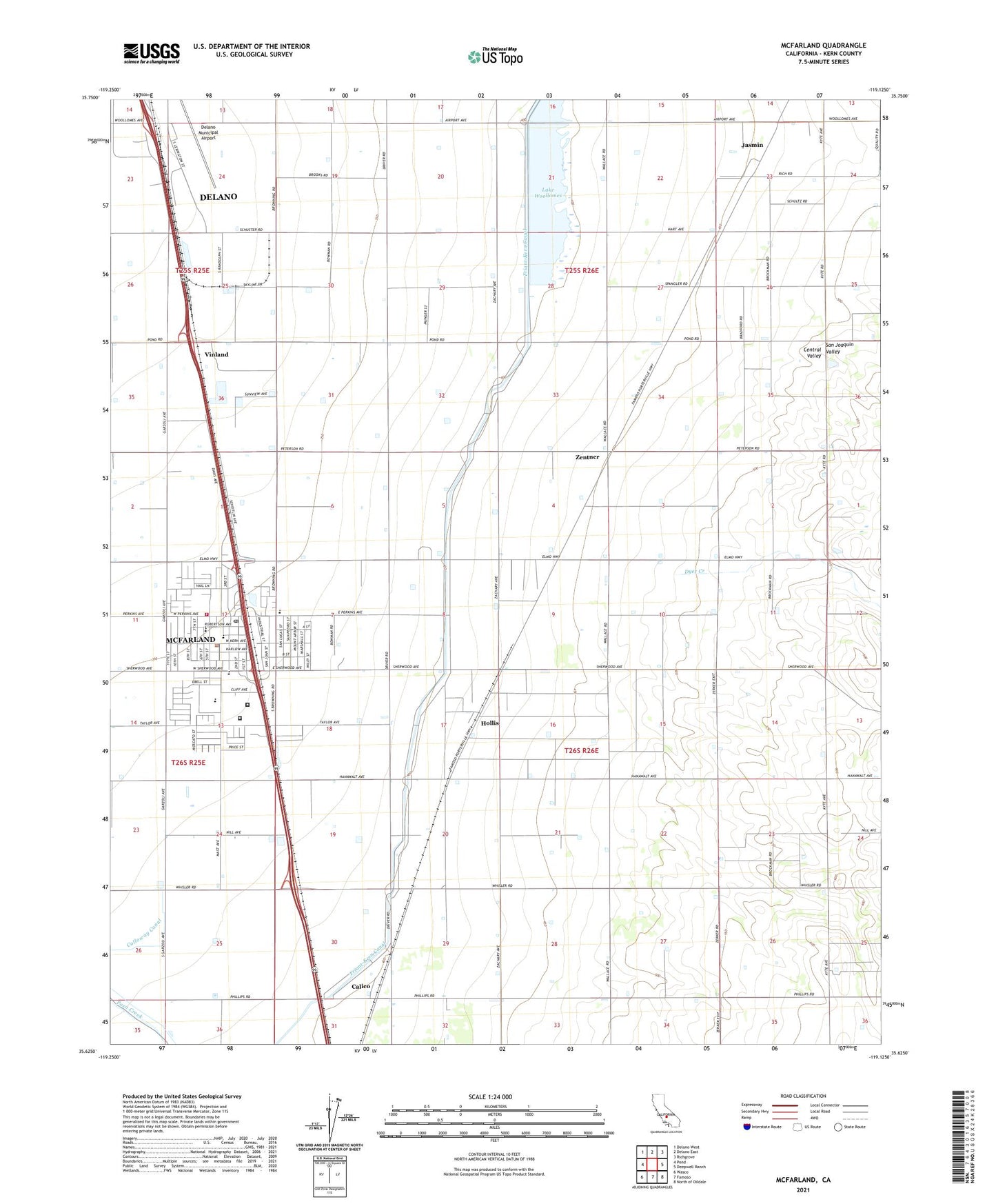 McFarland California US Topo Map Image