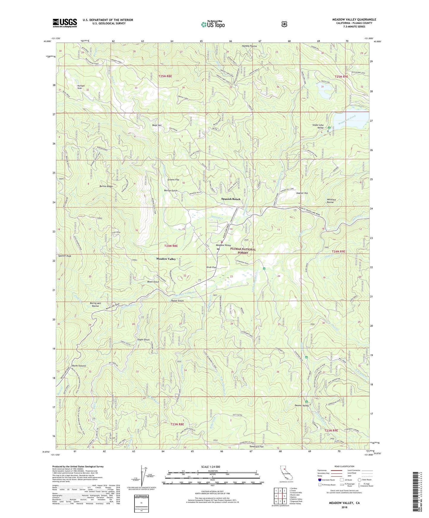 Meadow Valley California US Topo Map Image