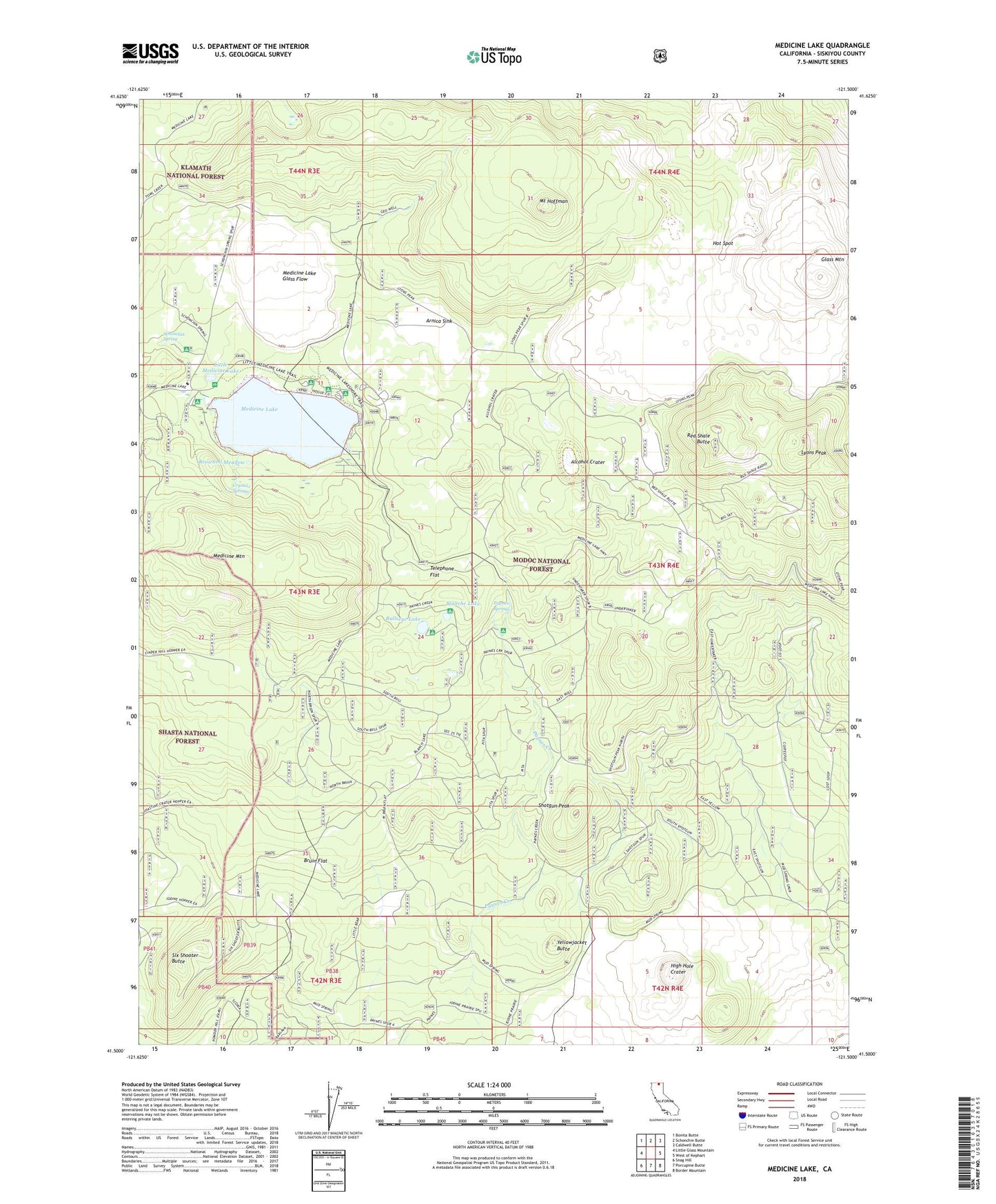 Medicine Lake California US Topo Map Image
