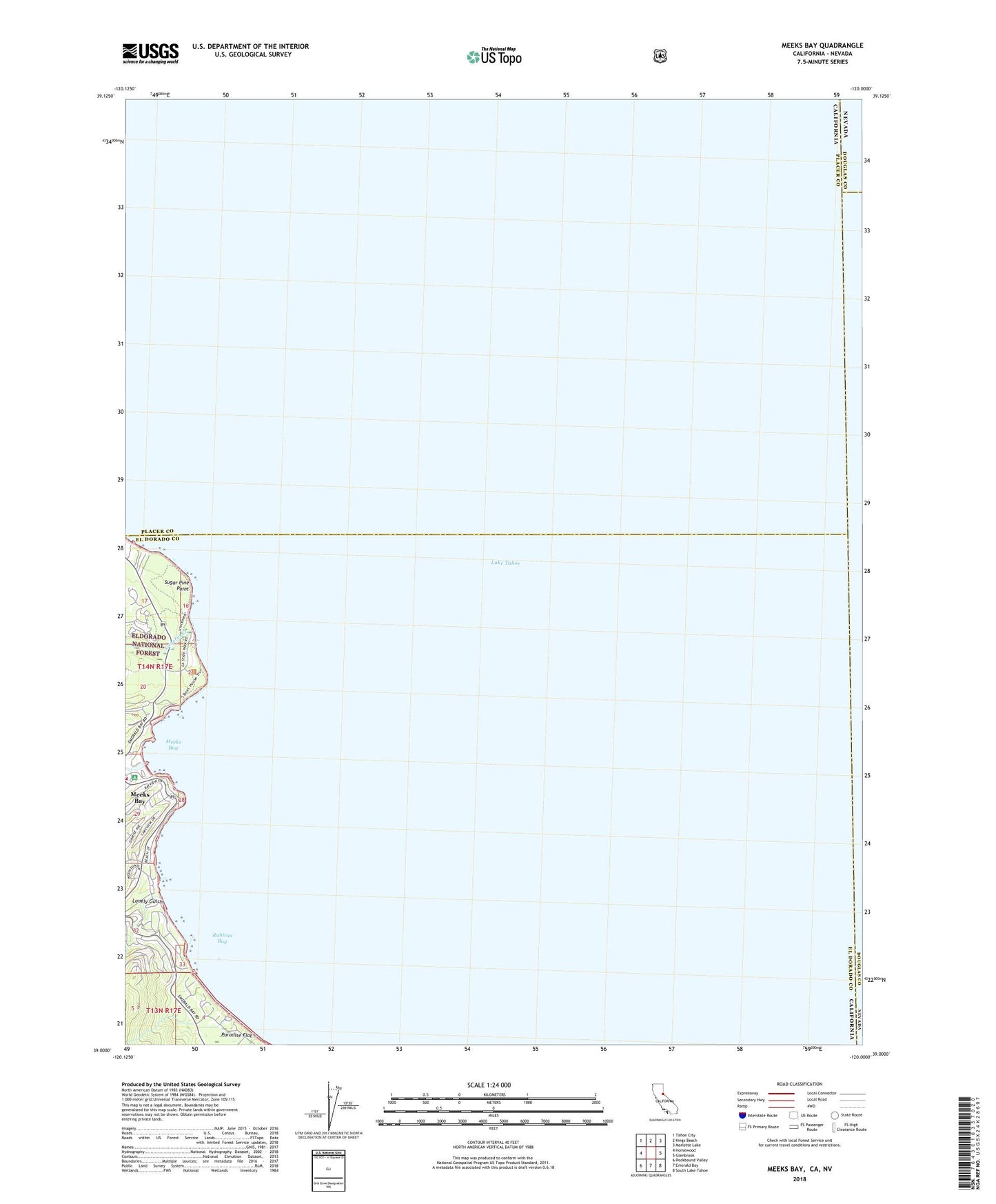 Meeks Bay California US Topo Map Image
