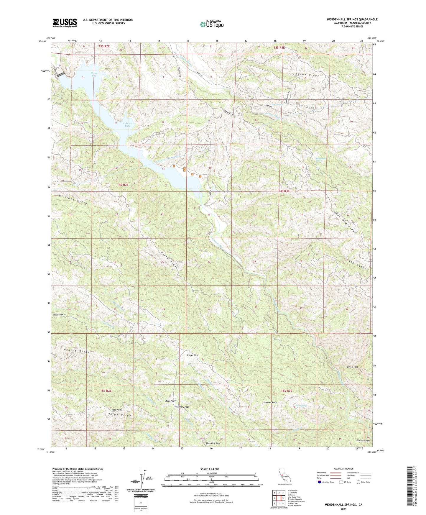 Mendenhall Springs California US Topo Map Image