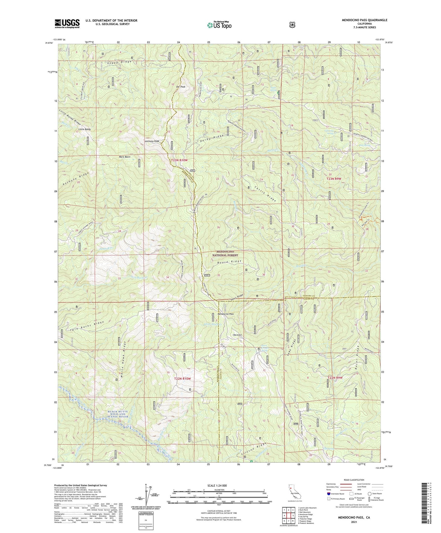 Mendocino Pass California US Topo Map Image