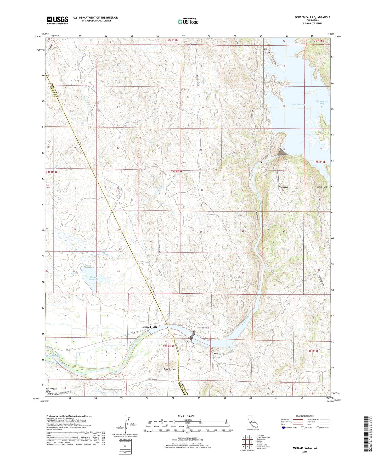 Merced Falls California US Topo Map Image