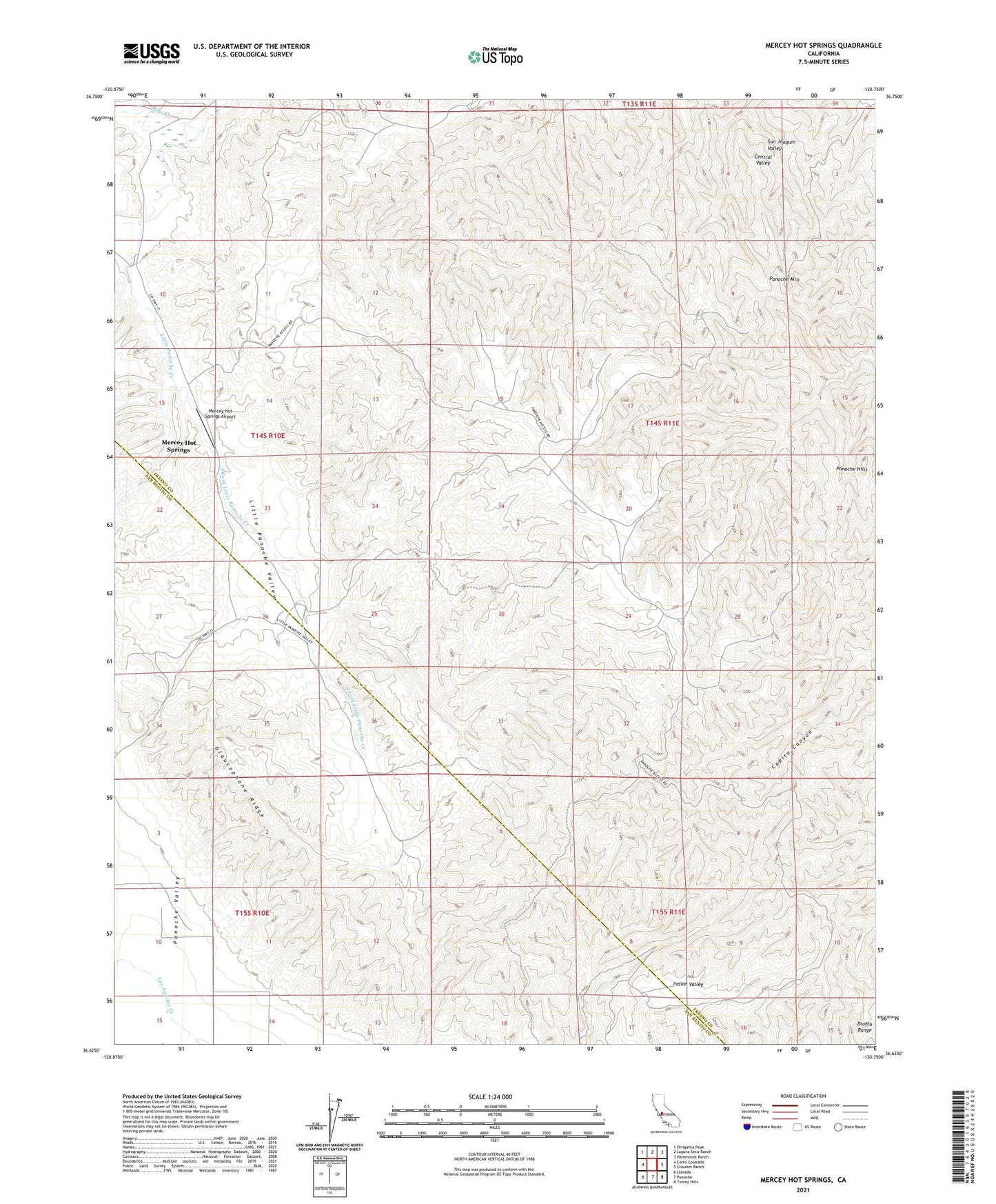 Mercey Hot Springs California US Topo Map Image