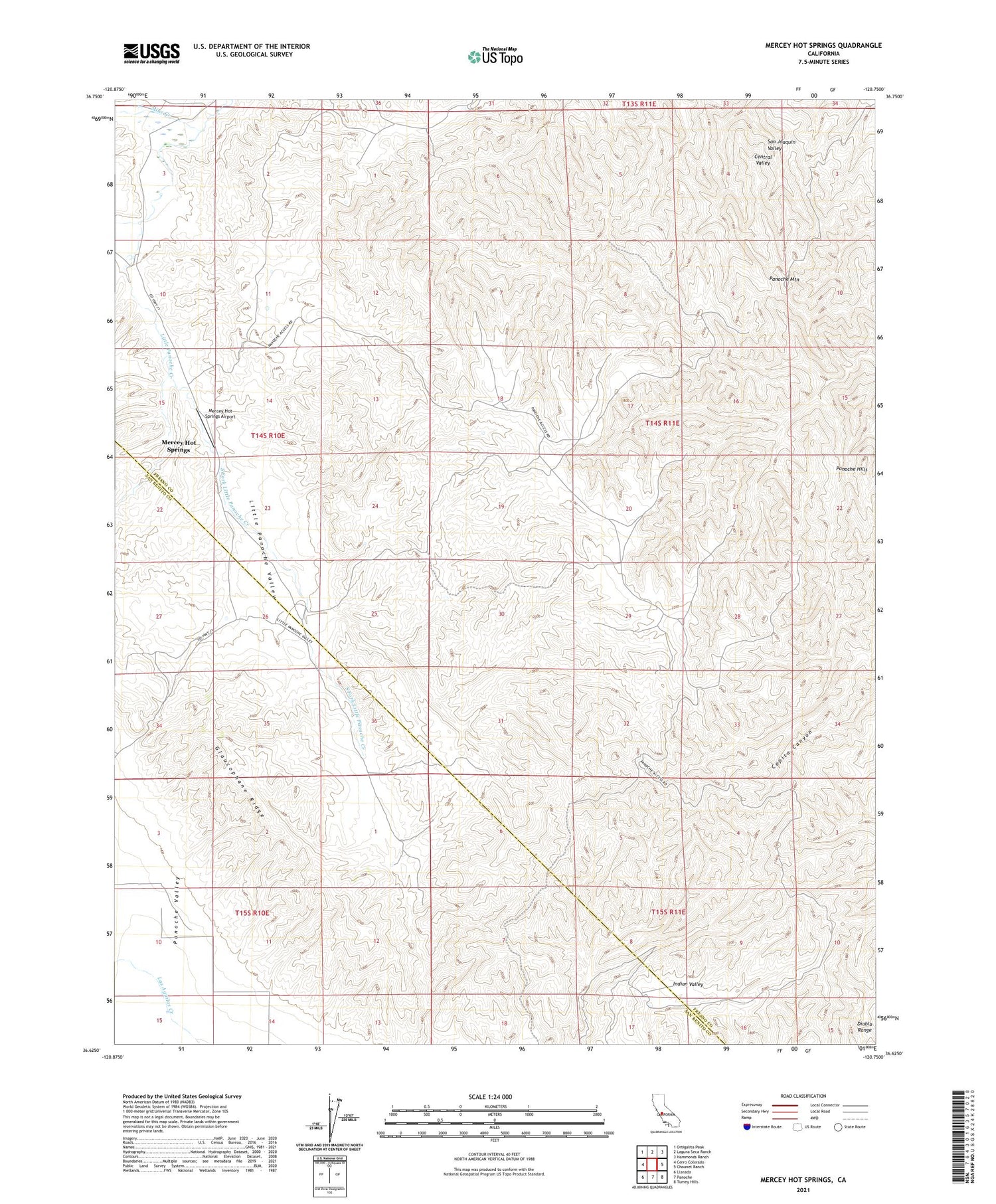 Mercey Hot Springs California US Topo Map Image