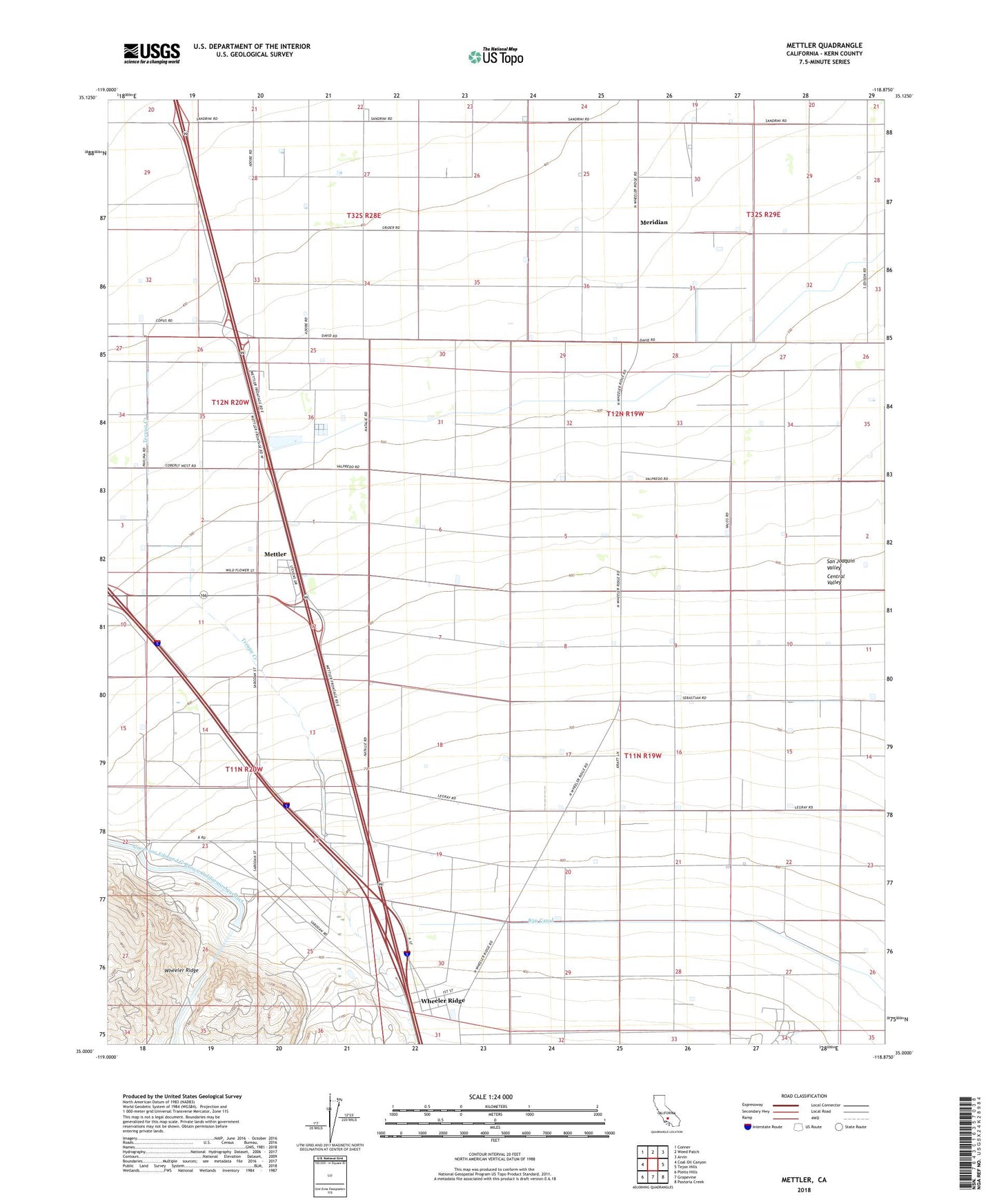 Mettler California US Topo Map Image